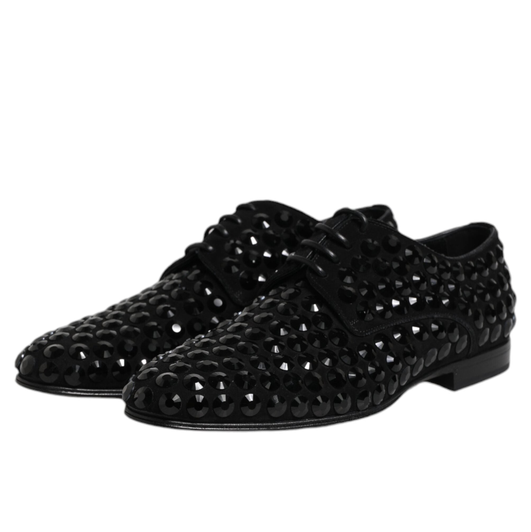 Dolce & Gabbana Black Strass Derby Shoes