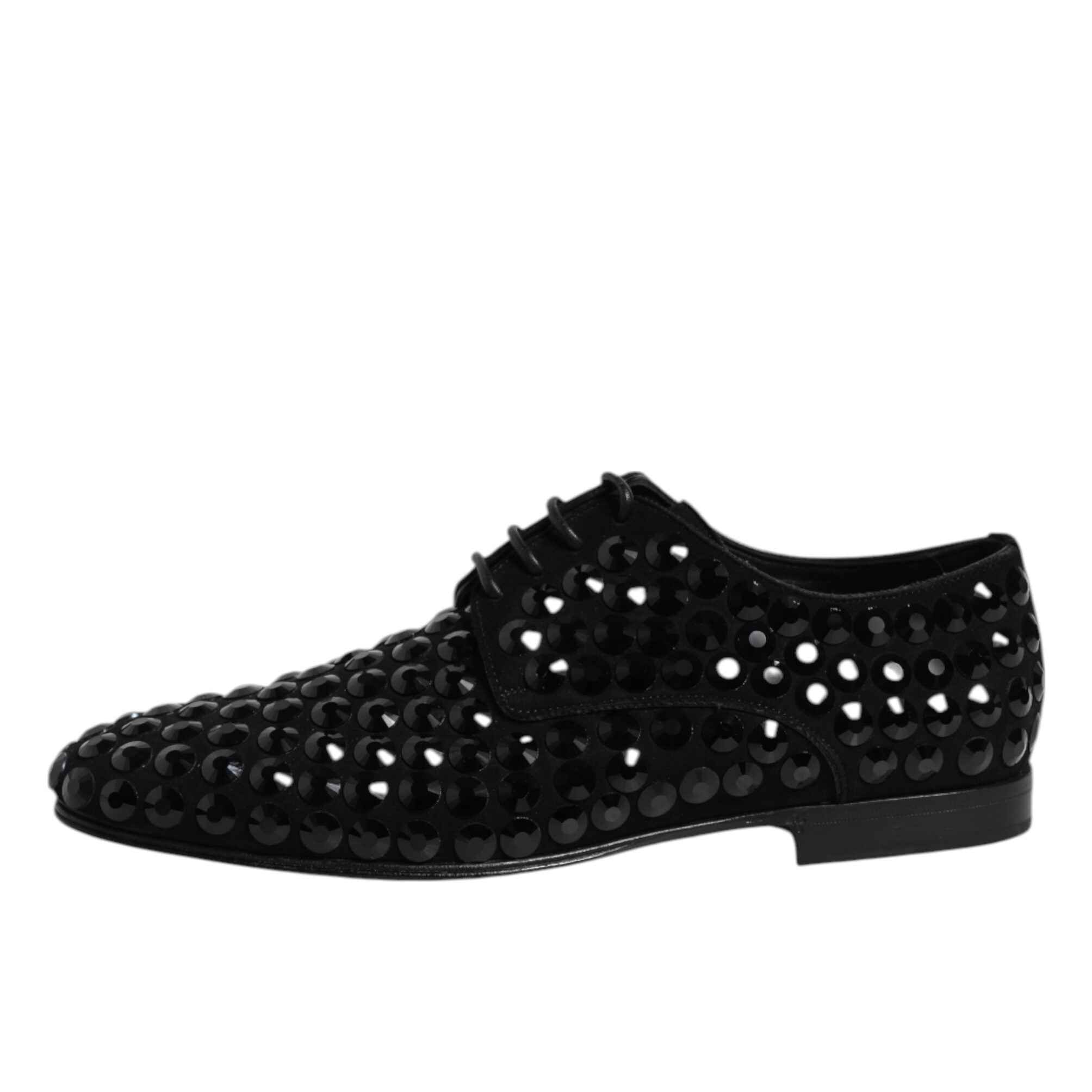 Dolce & Gabbana Black Strass Derby Shoes