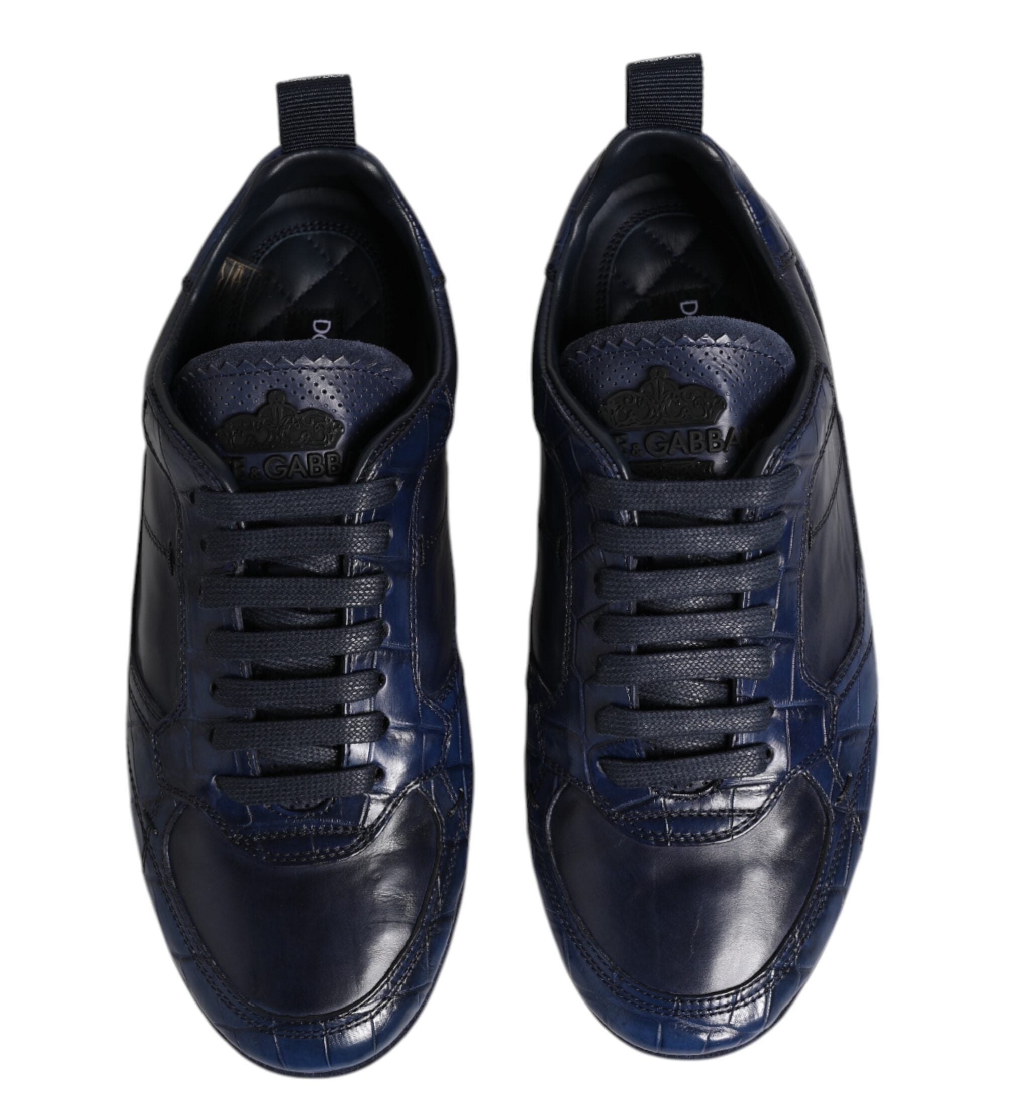 Dolce & Gabbana Dark Blue Exotic Leather Low Top Men's Shoes