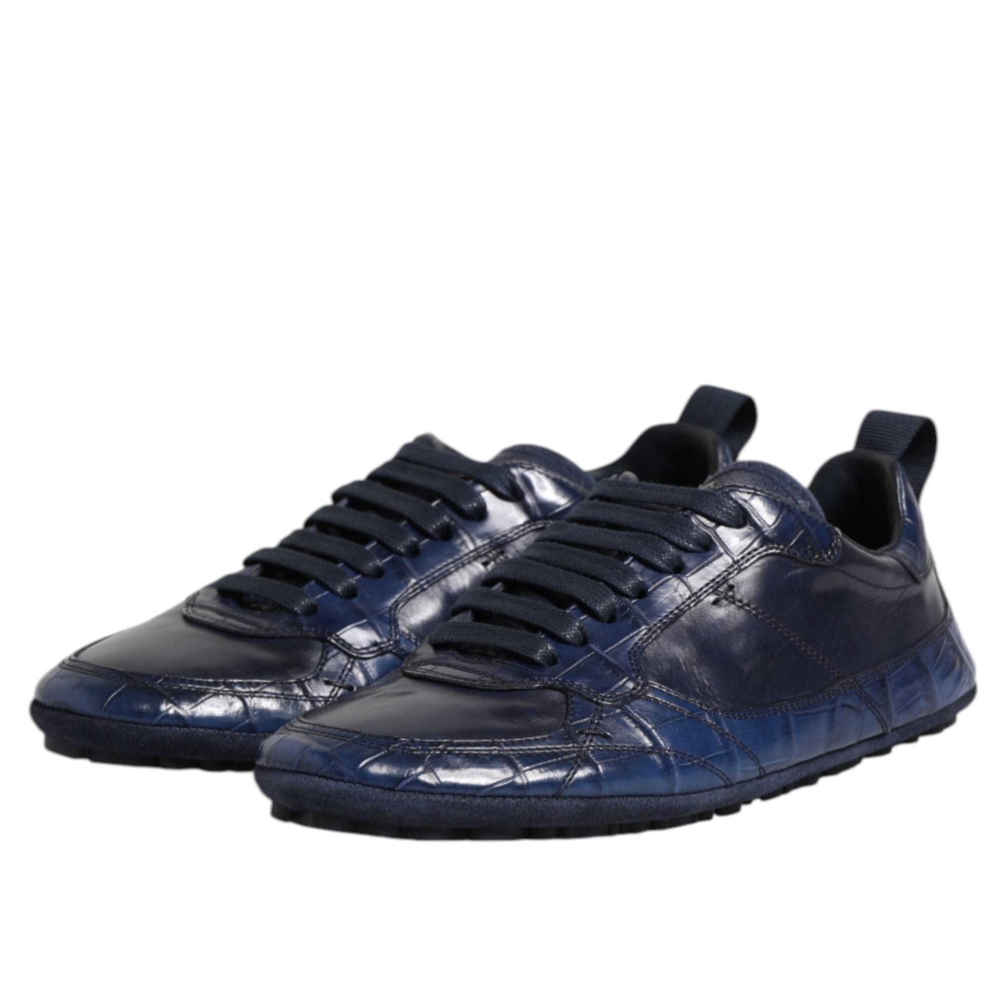 Dolce & Gabbana Dark Blue Exotic Leather Low Top Men's Shoes