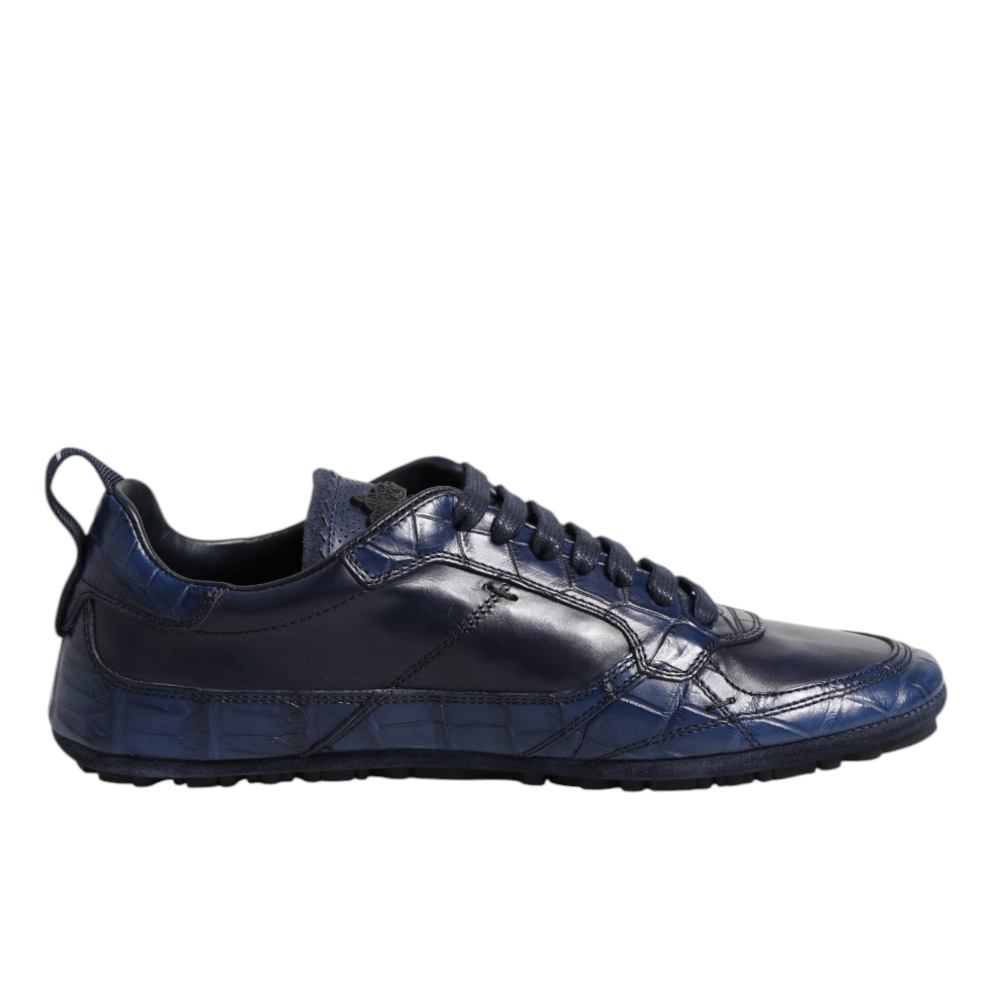 Dolce & Gabbana Dark Blue Exotic Leather Low Top Men's Shoes