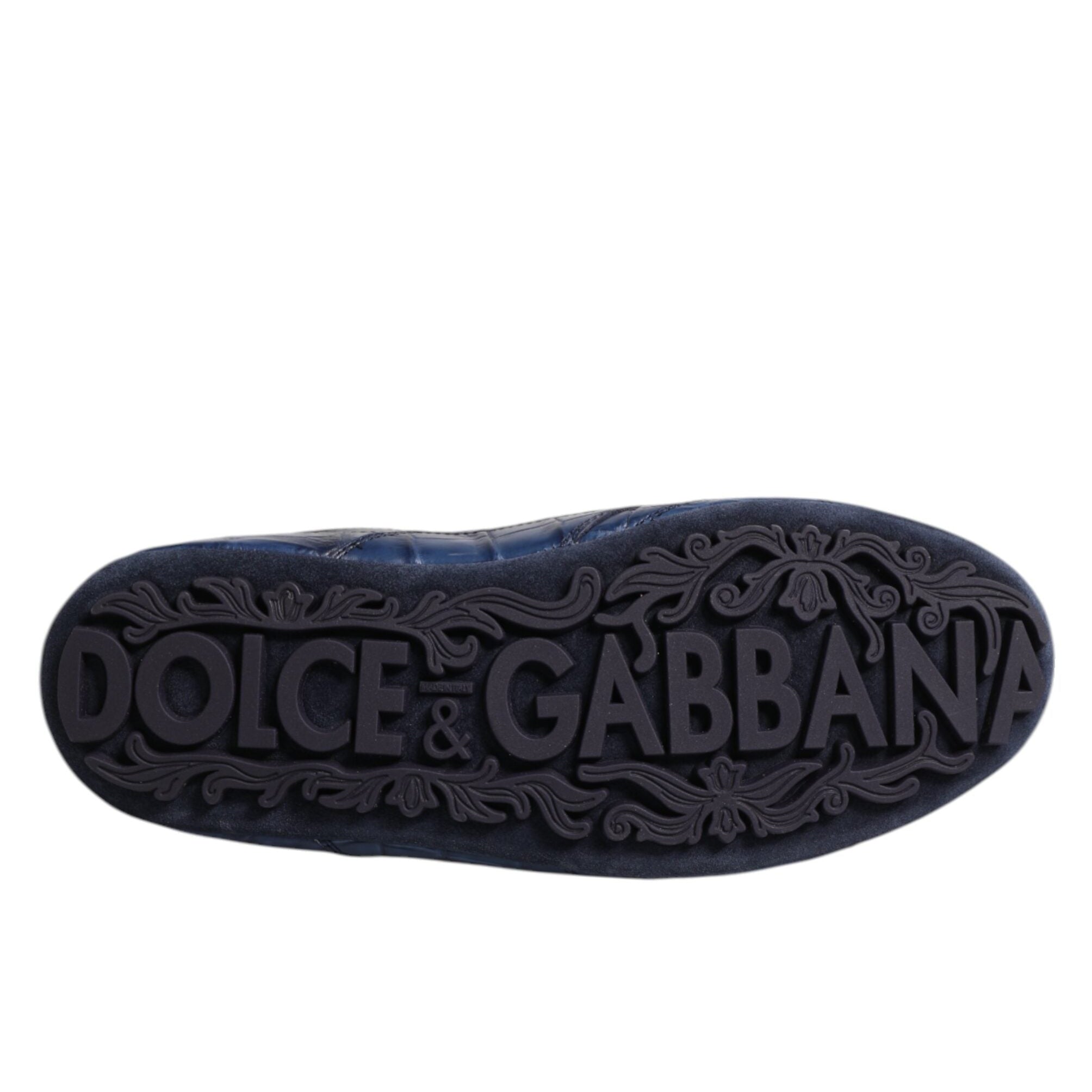 Dolce & Gabbana Dark Blue Exotic Leather Low Top Men's Shoes