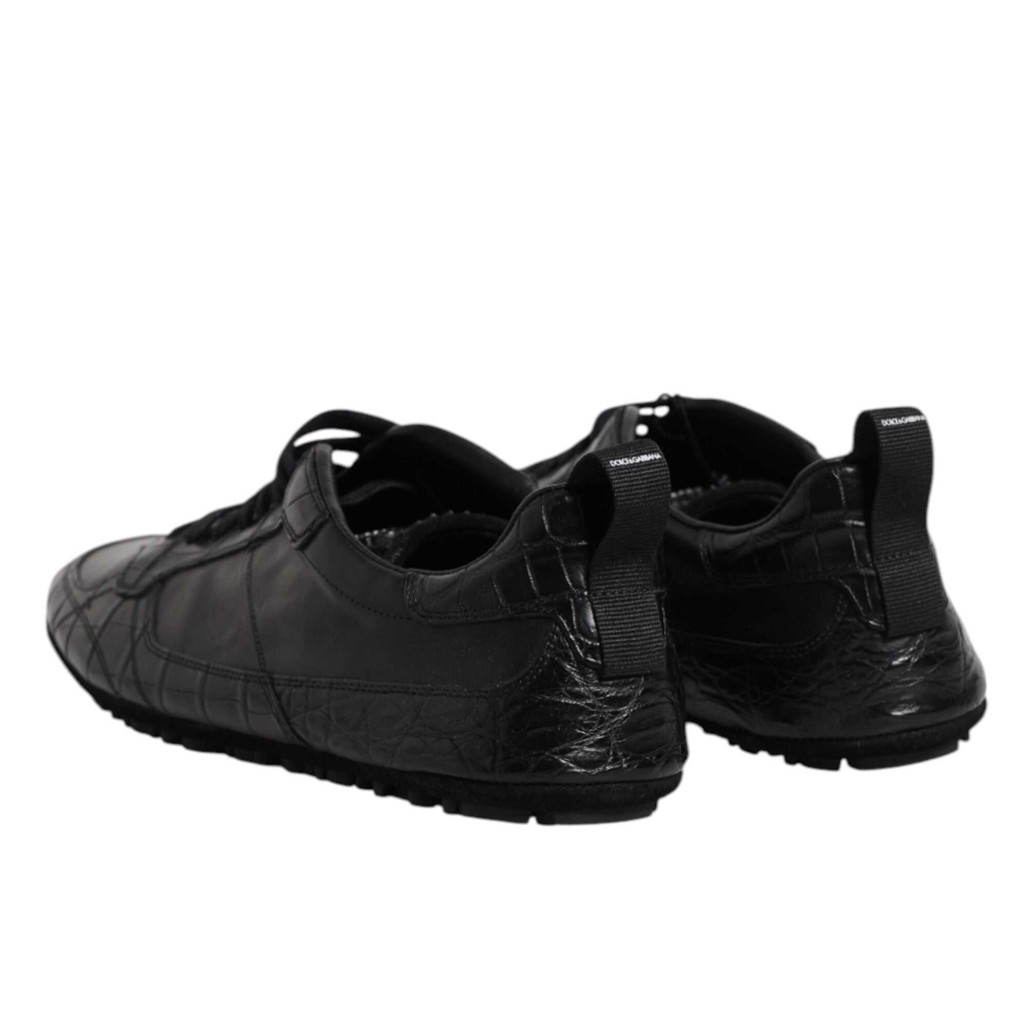 Dolce & Gabbana Black Exotic Leather Low Top Shoes