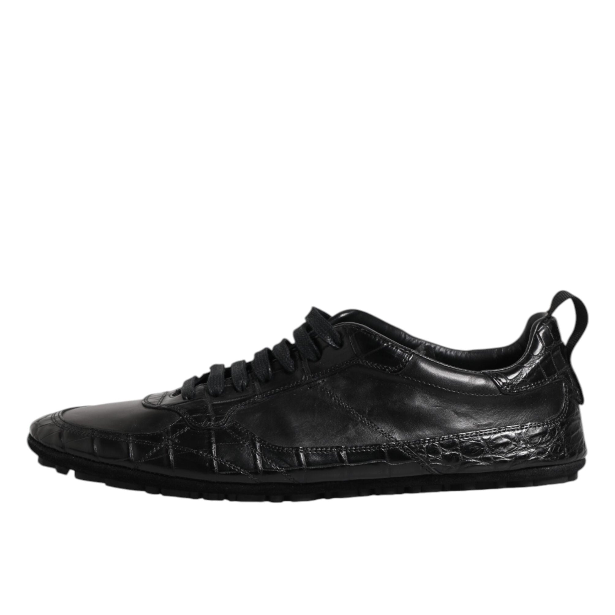 Dolce & Gabbana Black Exotic Leather Low Top Shoes