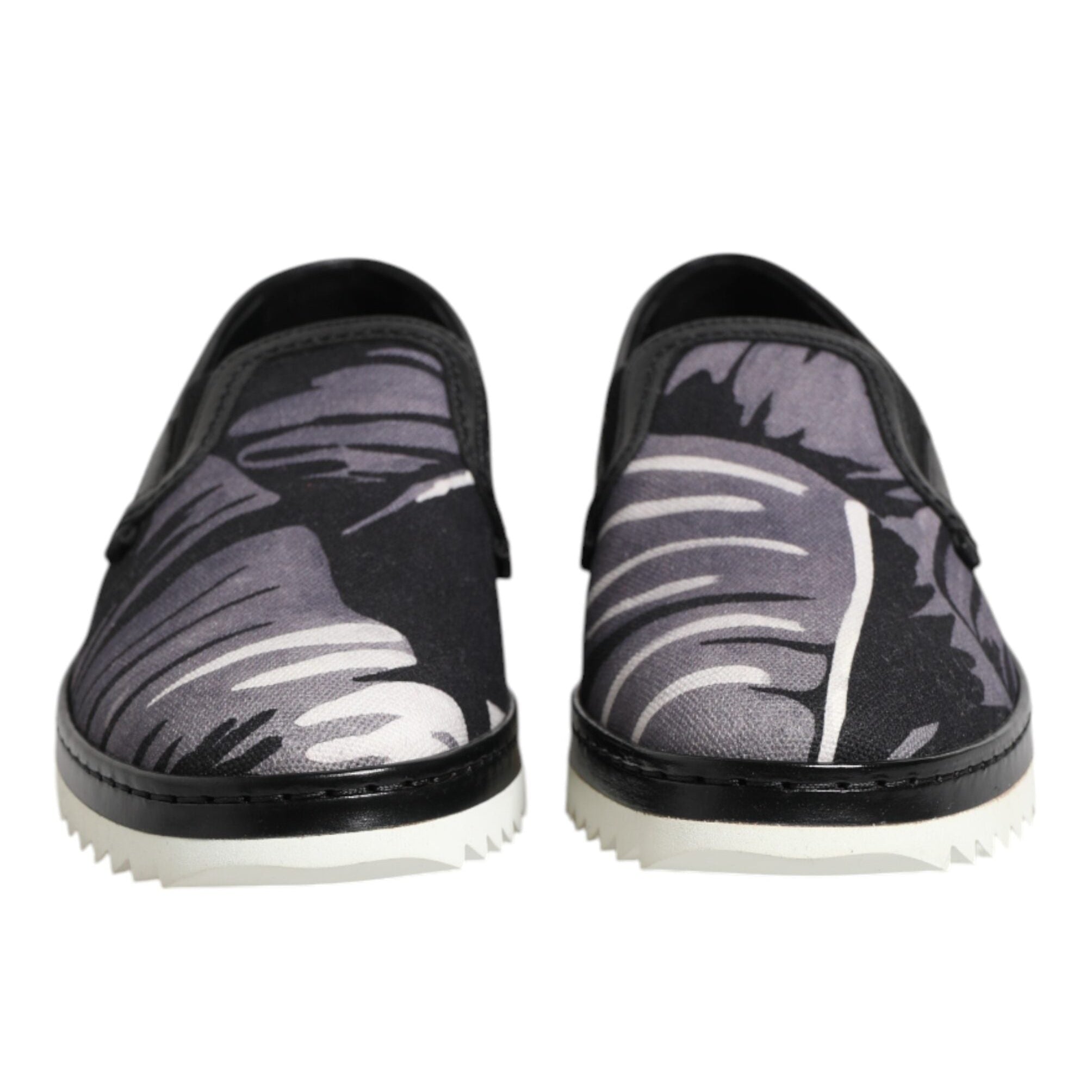 Dolce & Gabbana Black Tropical Slip On Men's Shoes