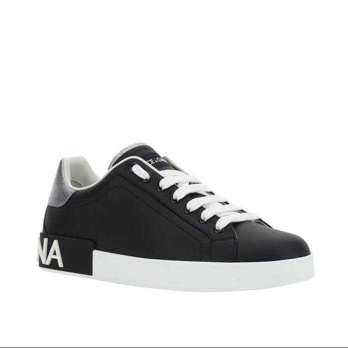 Dolce & Gabbana Black Sneakers With Silver Detailing