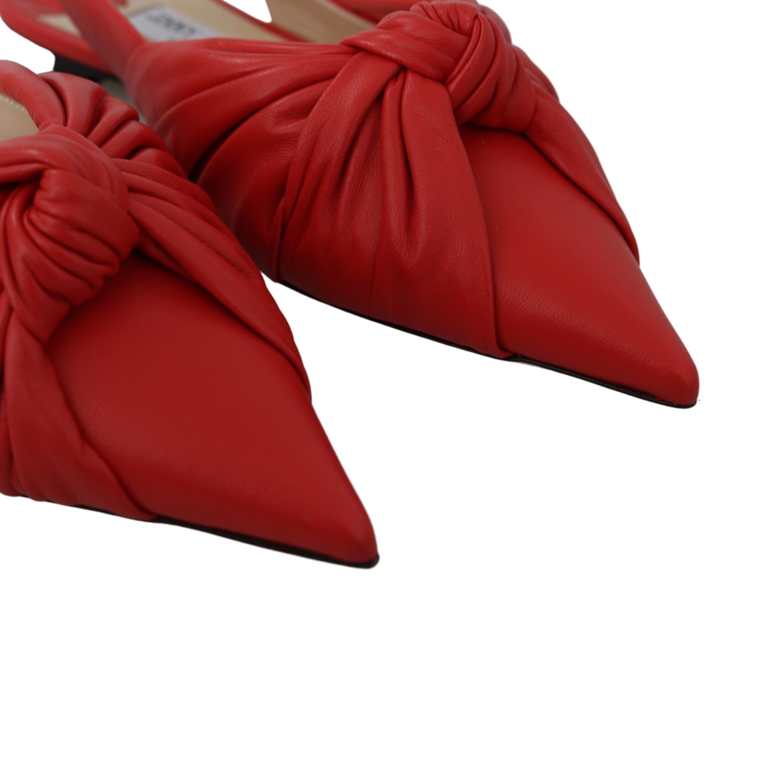 Jimmy Choo Chic Red Pointed Toe Leather Flats