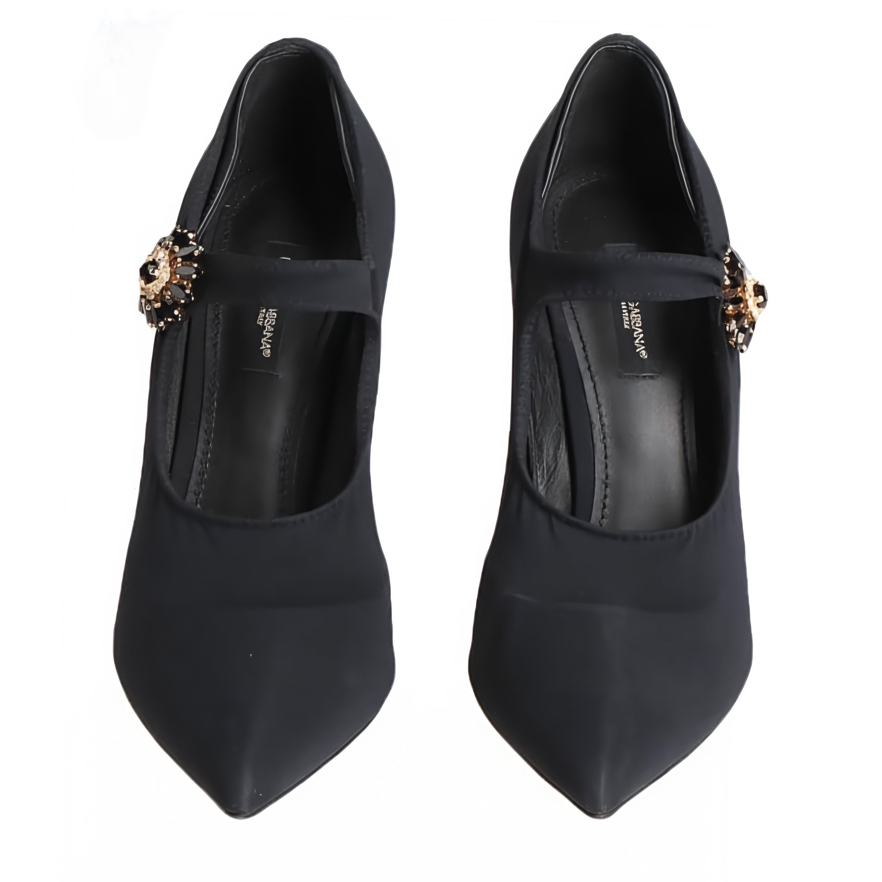 Dolce & Gabbana Chic Black Mary Jane Sock Pumps with Crystals
