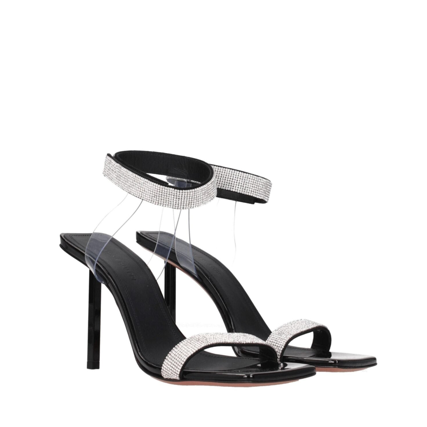 Amina Muaddi Black Crystals Sandal