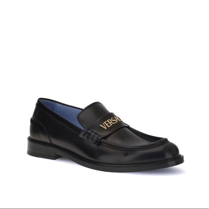 Versace Black Leather Loafers