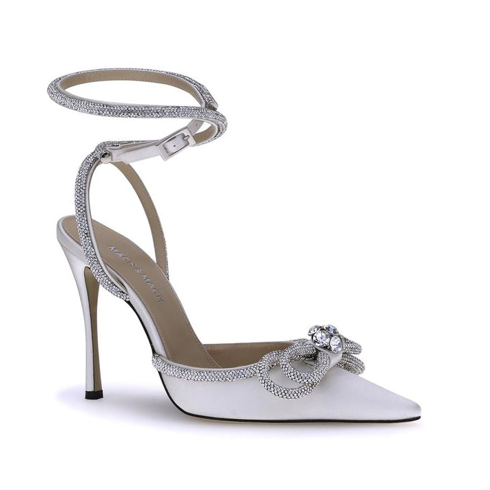 MACH & MACH White Double Bow Silk Pumps