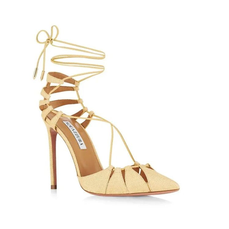 Aquazzura Aquazzurra Bellissima Woven Raffia Stiletto Sandals