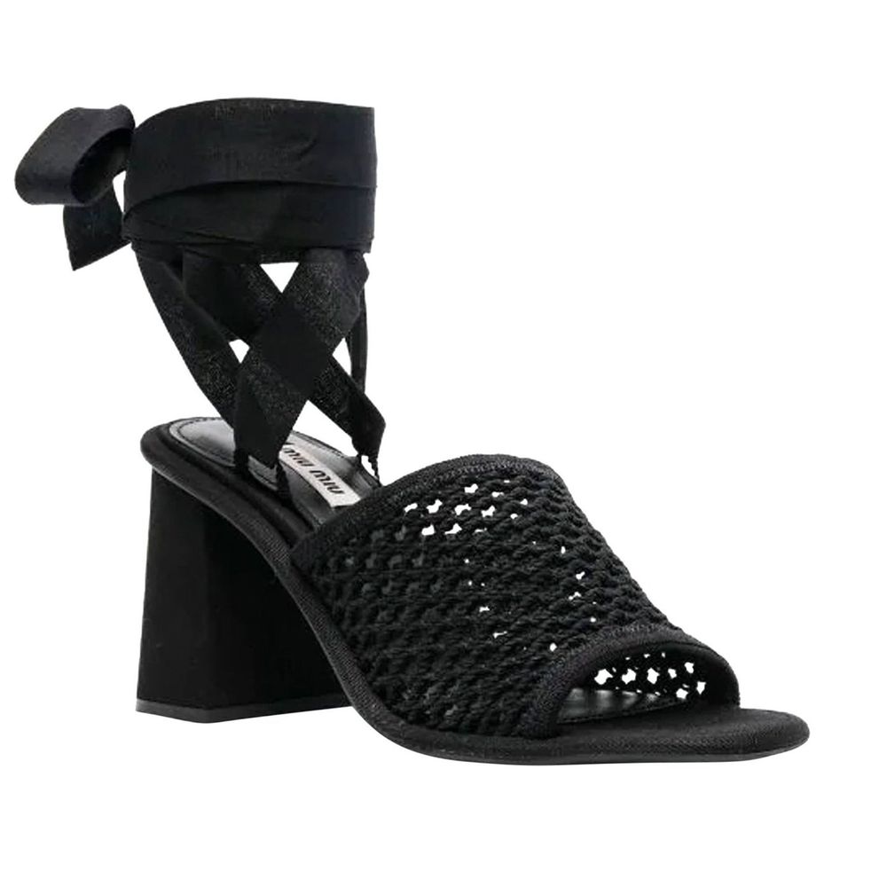 Miu Miu Macrame Black Sandals