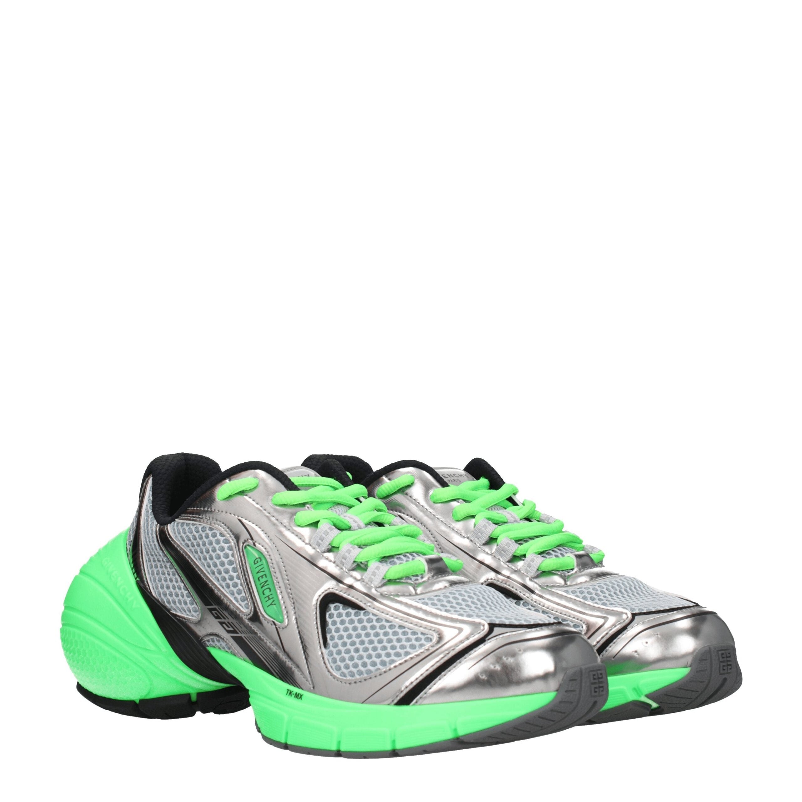 Givenchy Gray & Green Fabric Sneakers
