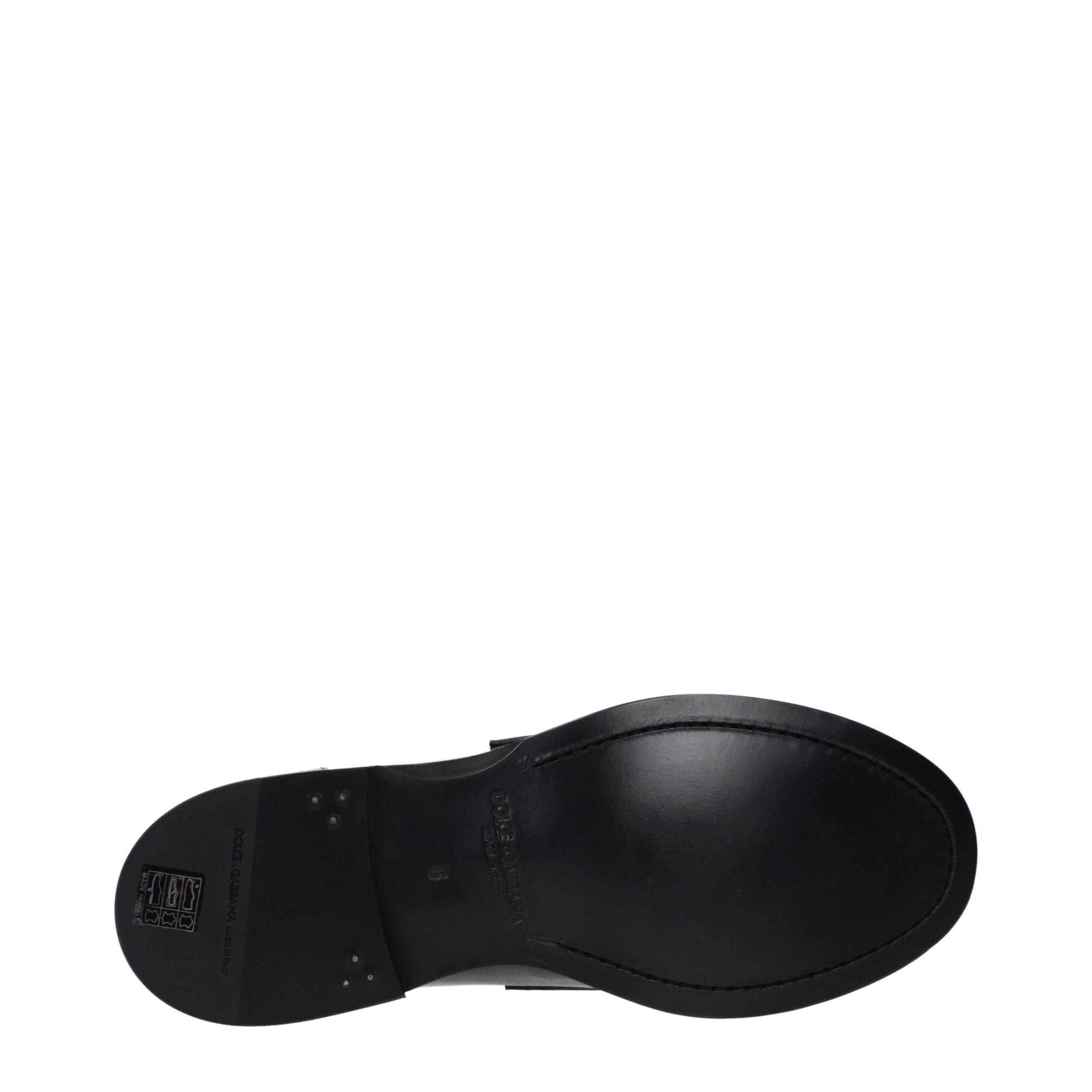 Dolce & Gabbana Black Leather Slip-On Loafers