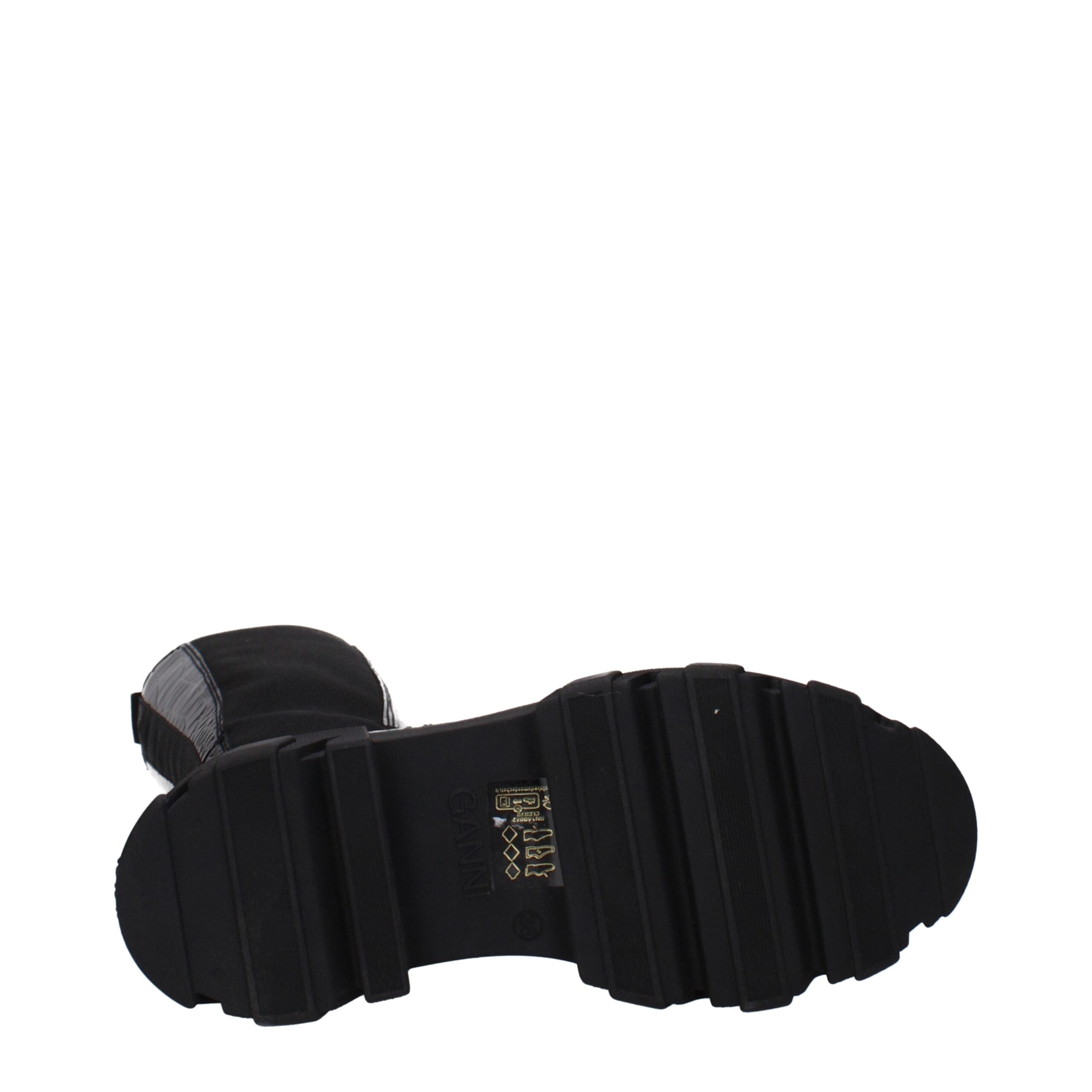 Ganni Black Leather Crocodile Boot