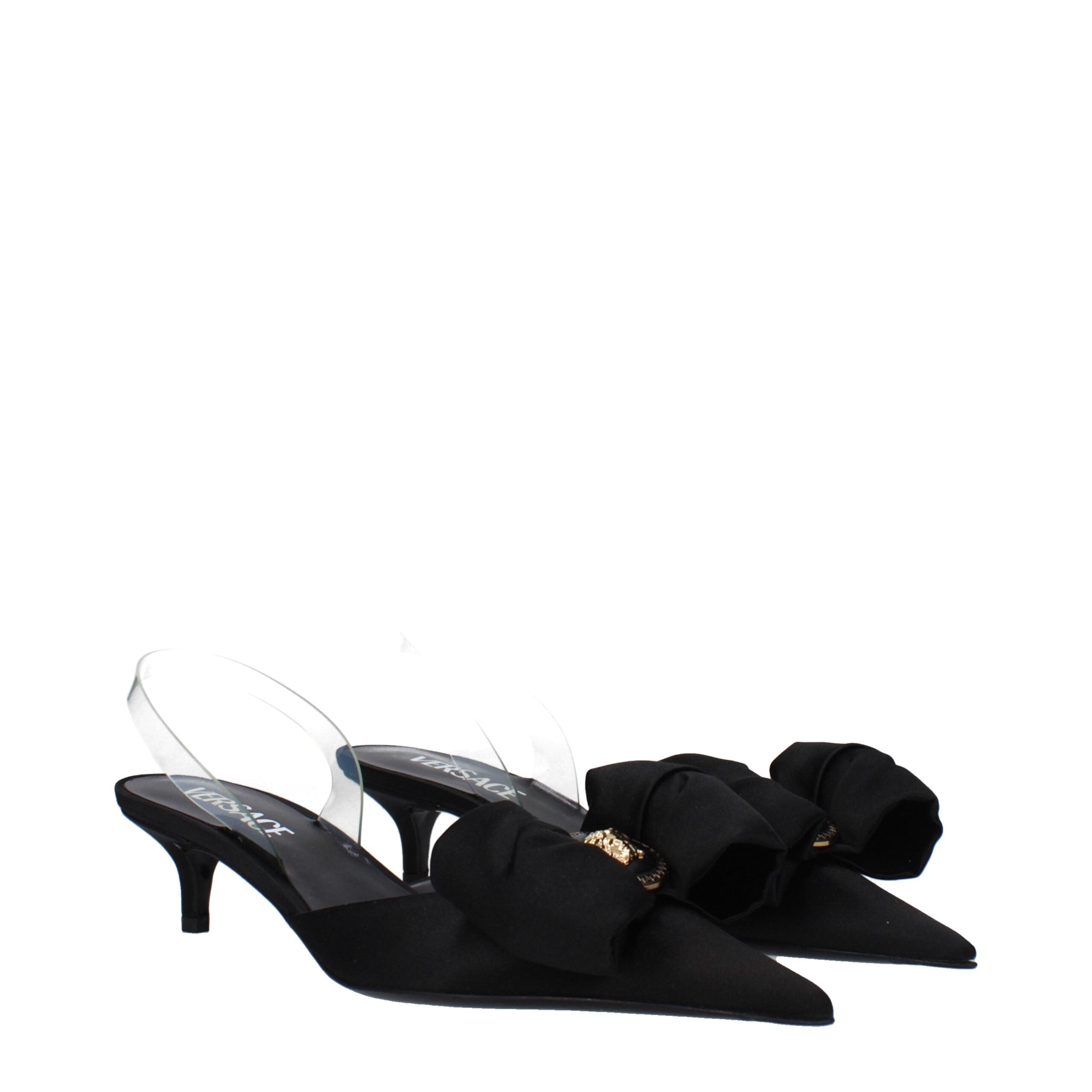 Versace Black Bow Satin Sandal