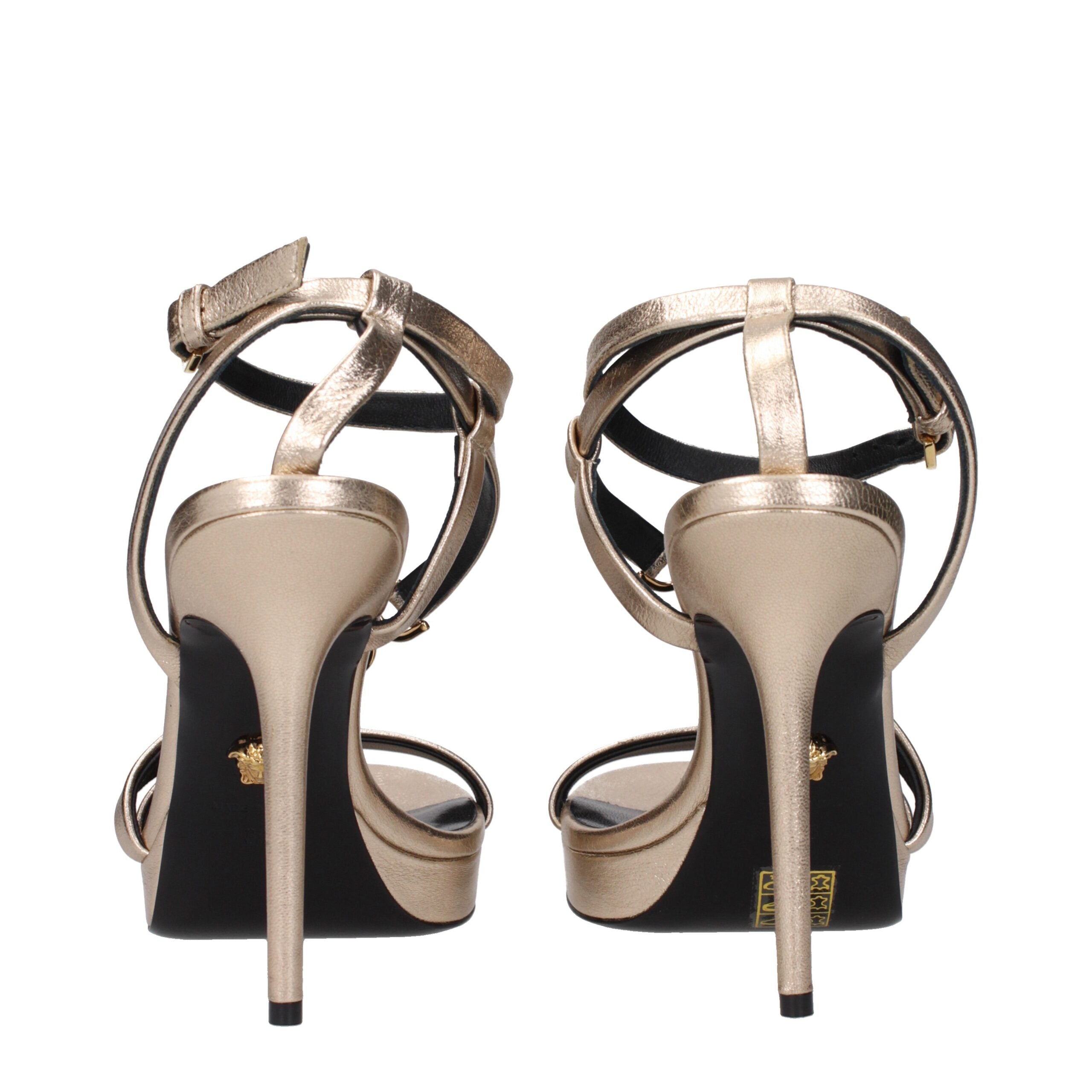 Versace Gold Medusa Leather Sandal