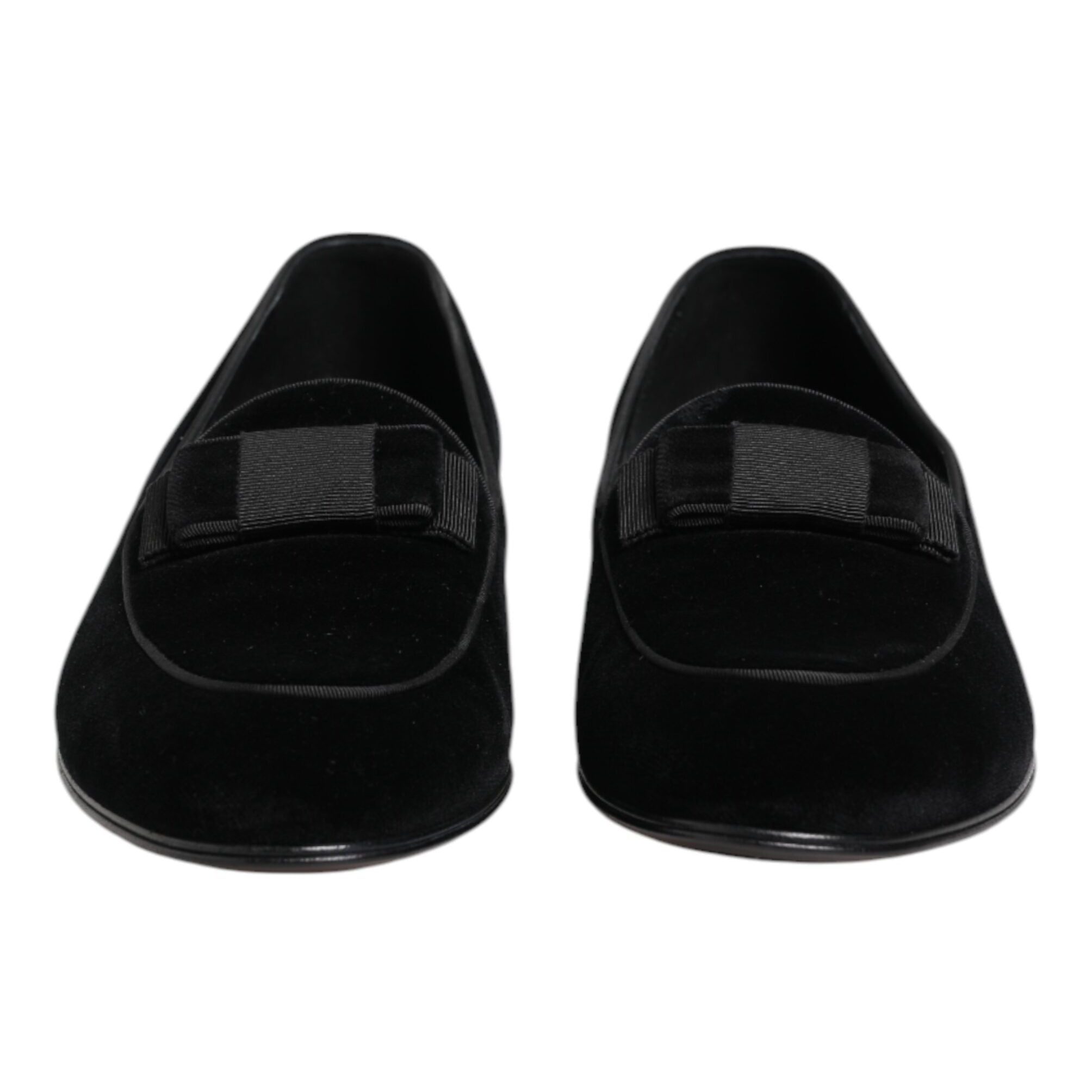 Dolce & Gabbana Black Velvet Detailed Formal Loafers