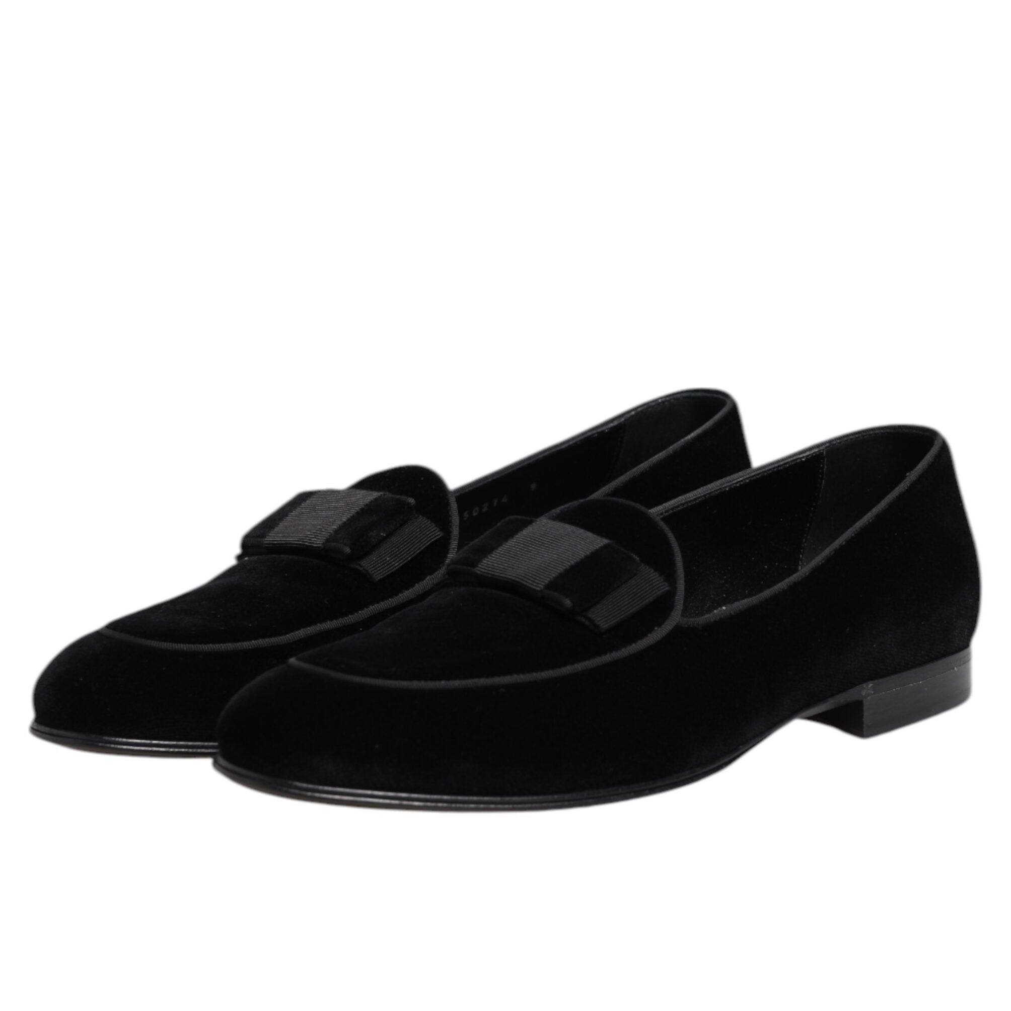Dolce & Gabbana Black Velvet Detailed Formal Loafers