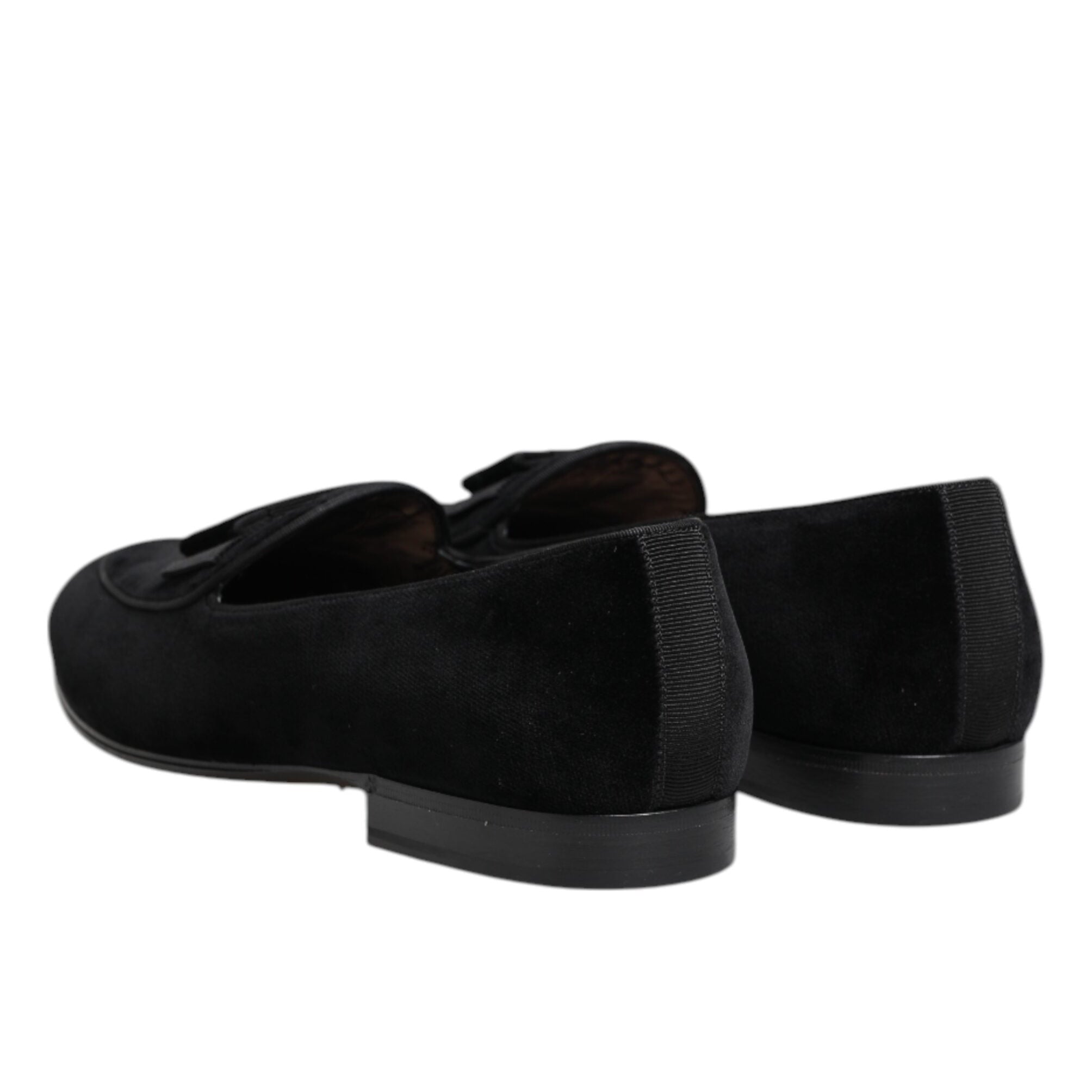 Dolce & Gabbana Black Velvet Detailed Formal Loafers