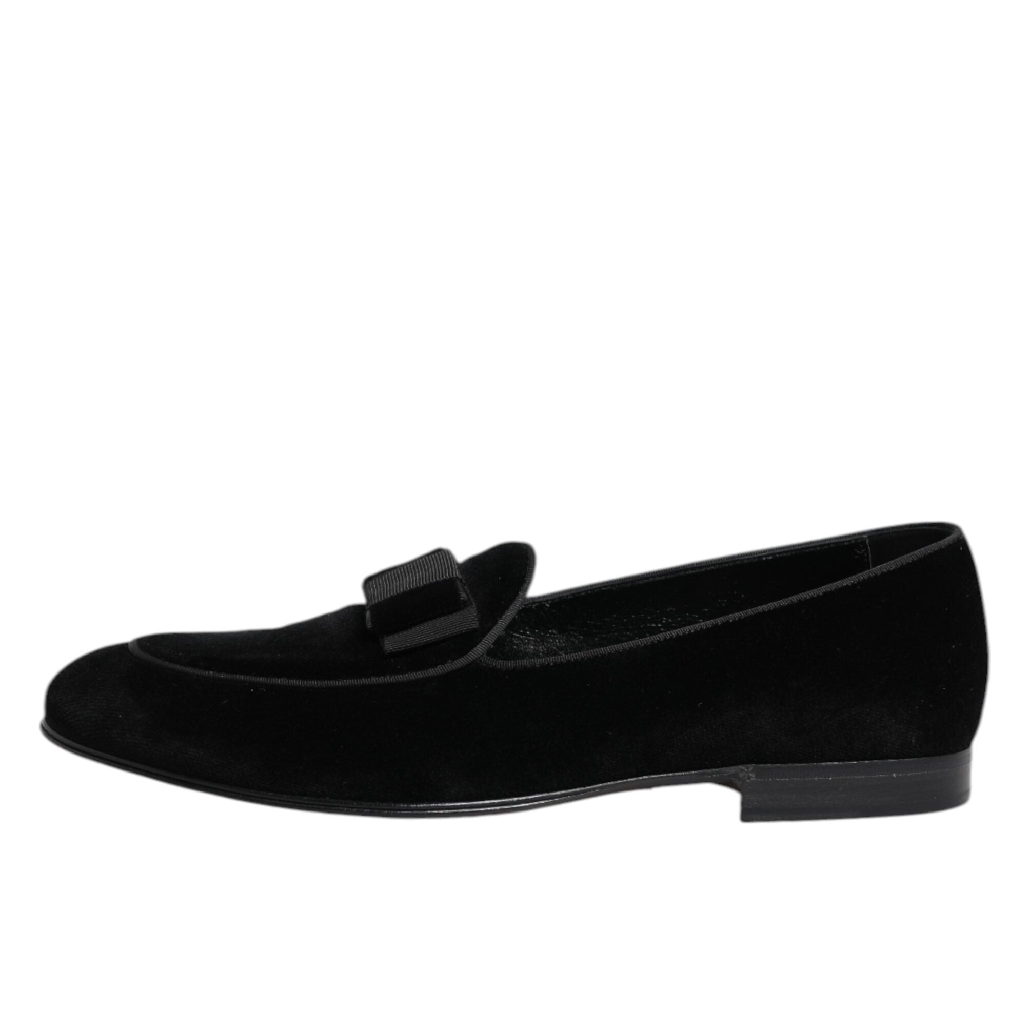 Dolce & Gabbana Black Velvet Detailed Formal Loafers