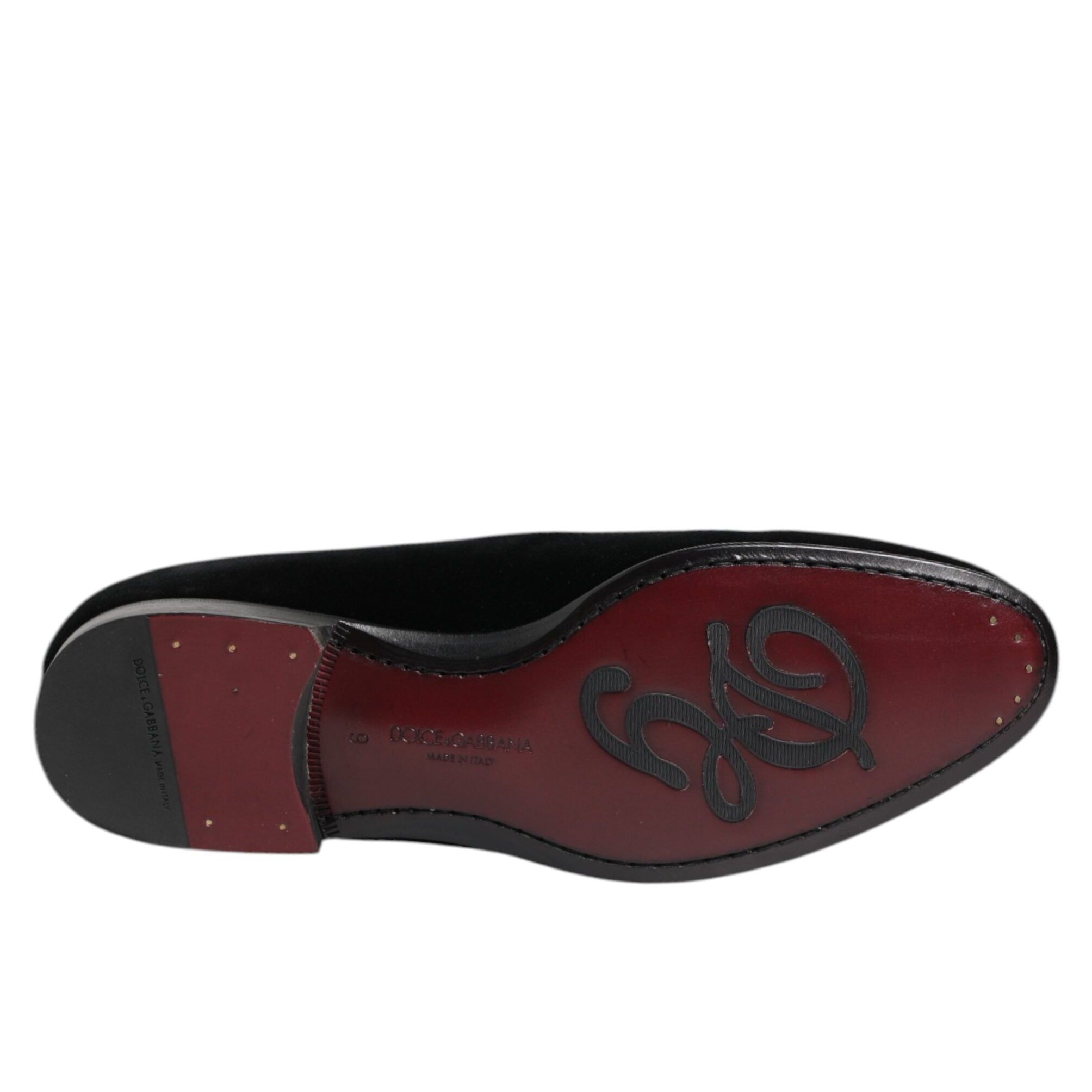 Dolce & Gabbana Black Velvet Detailed Formal Loafers