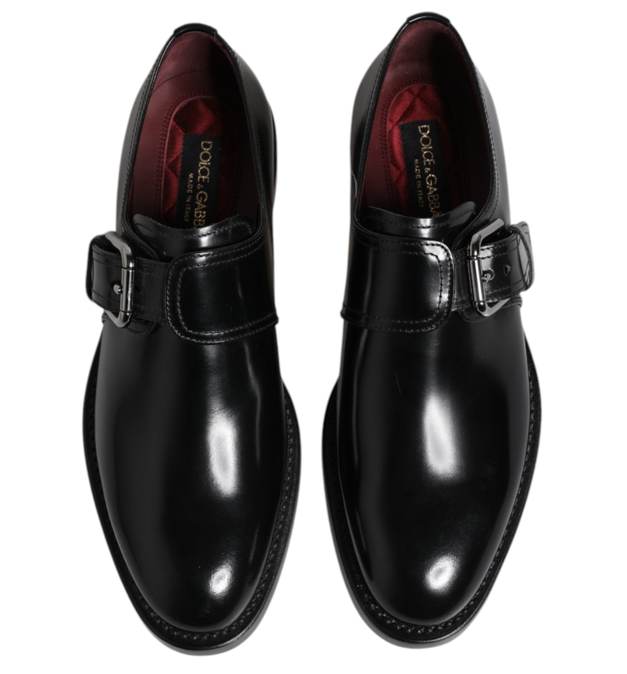 Dolce & Gabbana Black Leather Monk Strap Derby Shoes