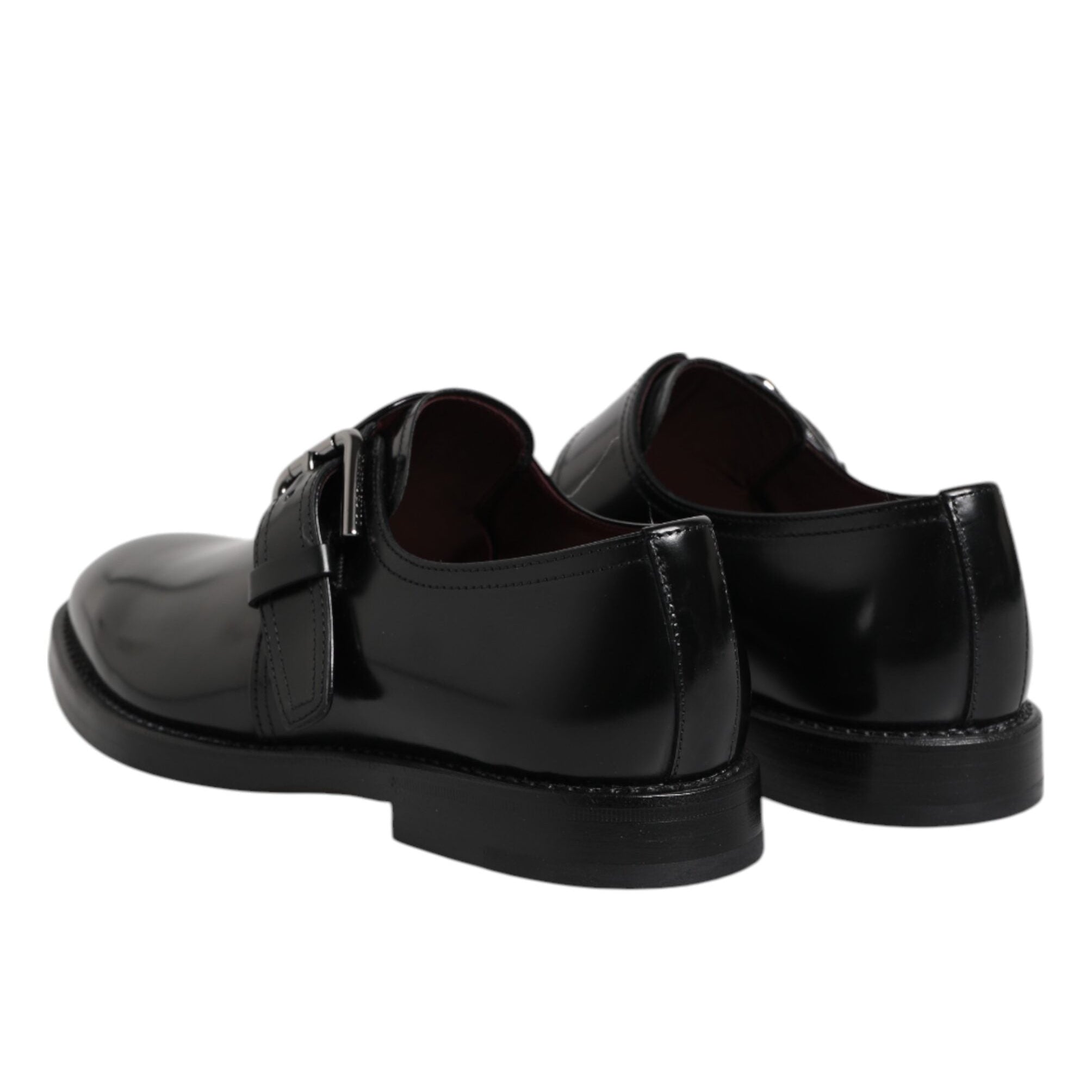 Dolce & Gabbana Black Leather Monk Strap Derby Shoes