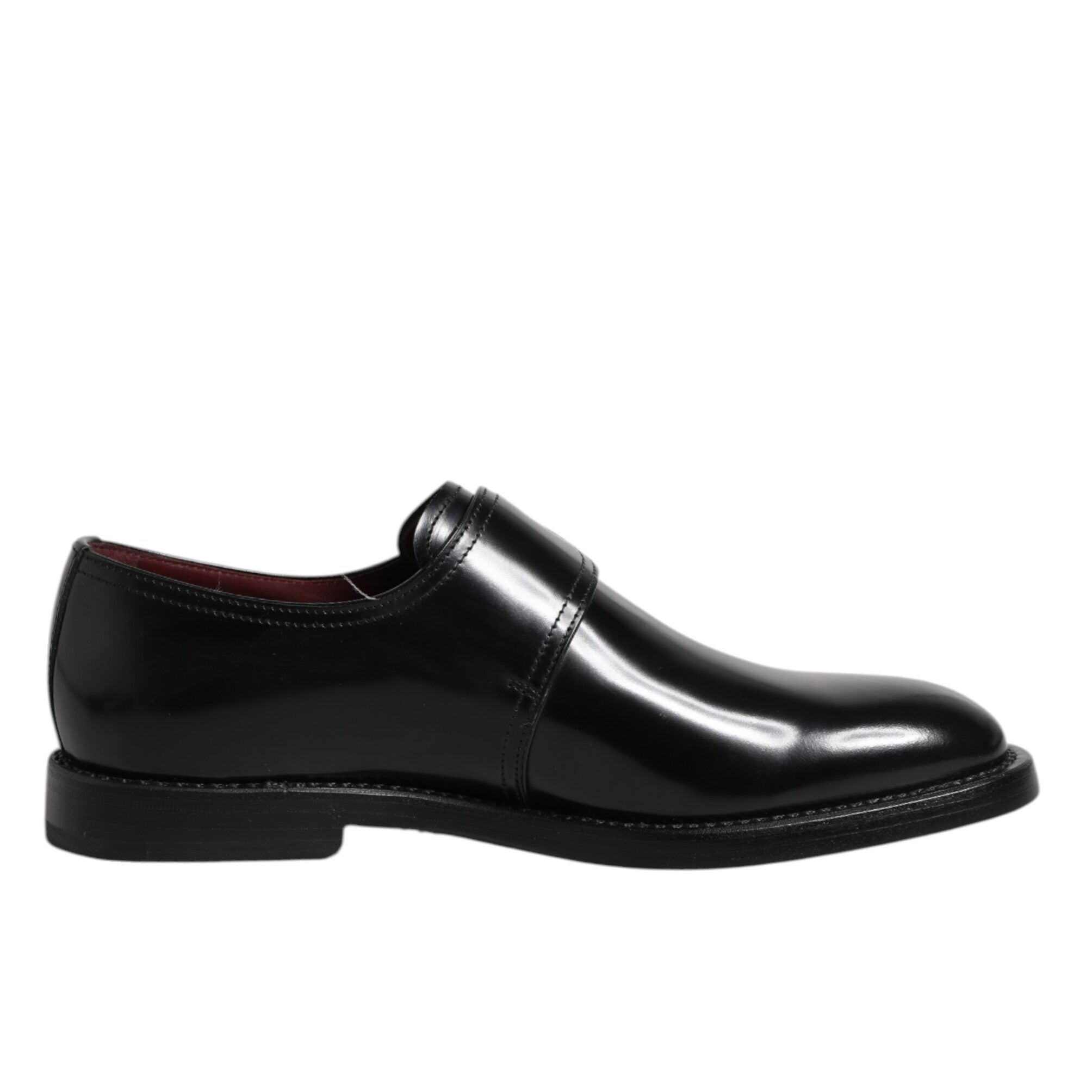 Dolce & Gabbana Black Leather Monk Strap Derby Shoes