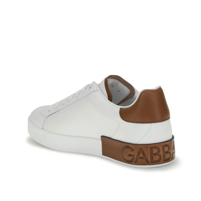 Dolce & Gabbana White & Chestnut Portofino Men's Sneakers