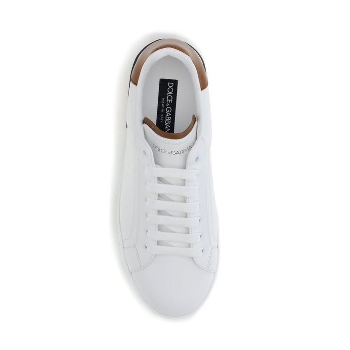 Dolce & Gabbana White & Chestnut Portofino Men's Sneakers