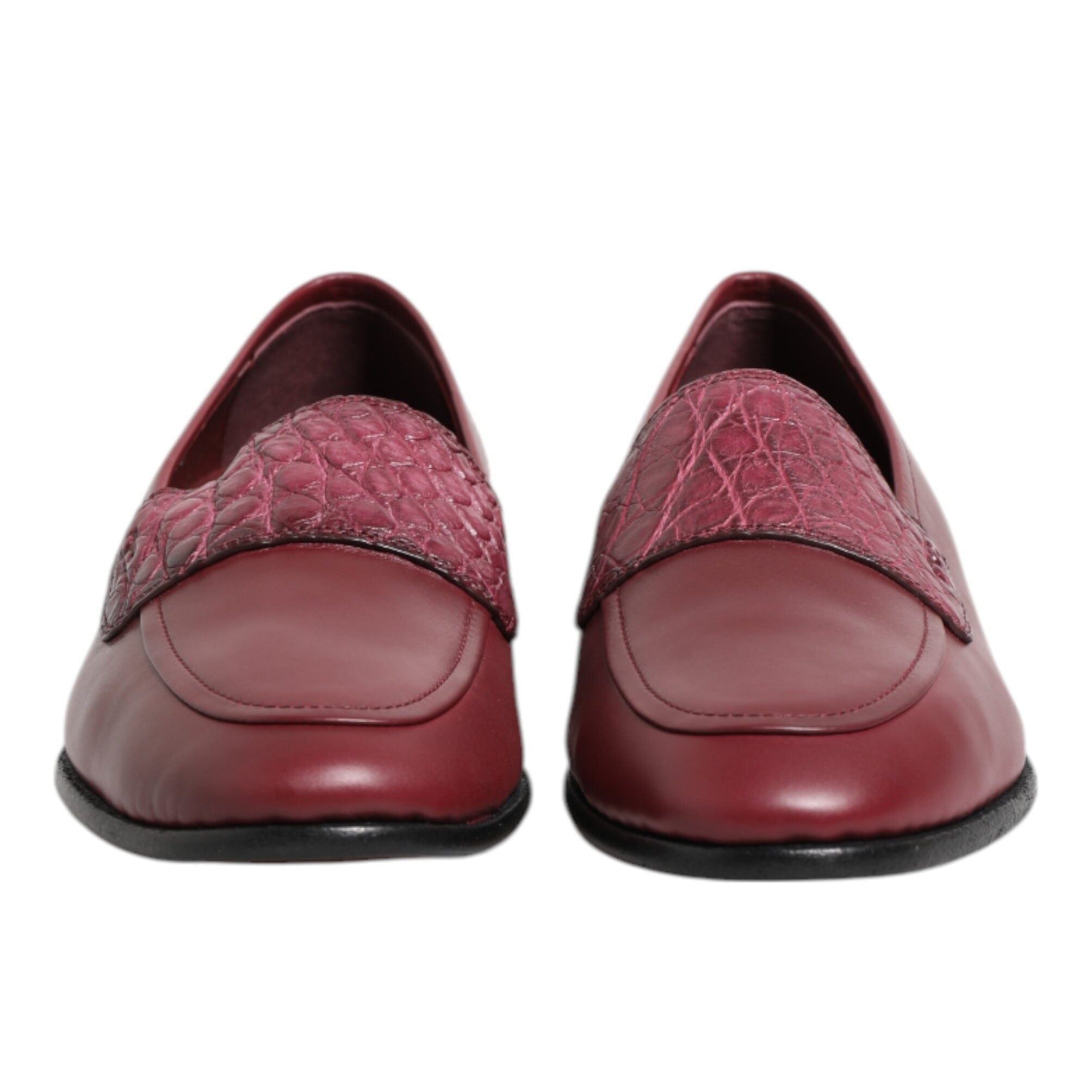 Dolce & Gabbana Burgundy Formal Slip On Shoes