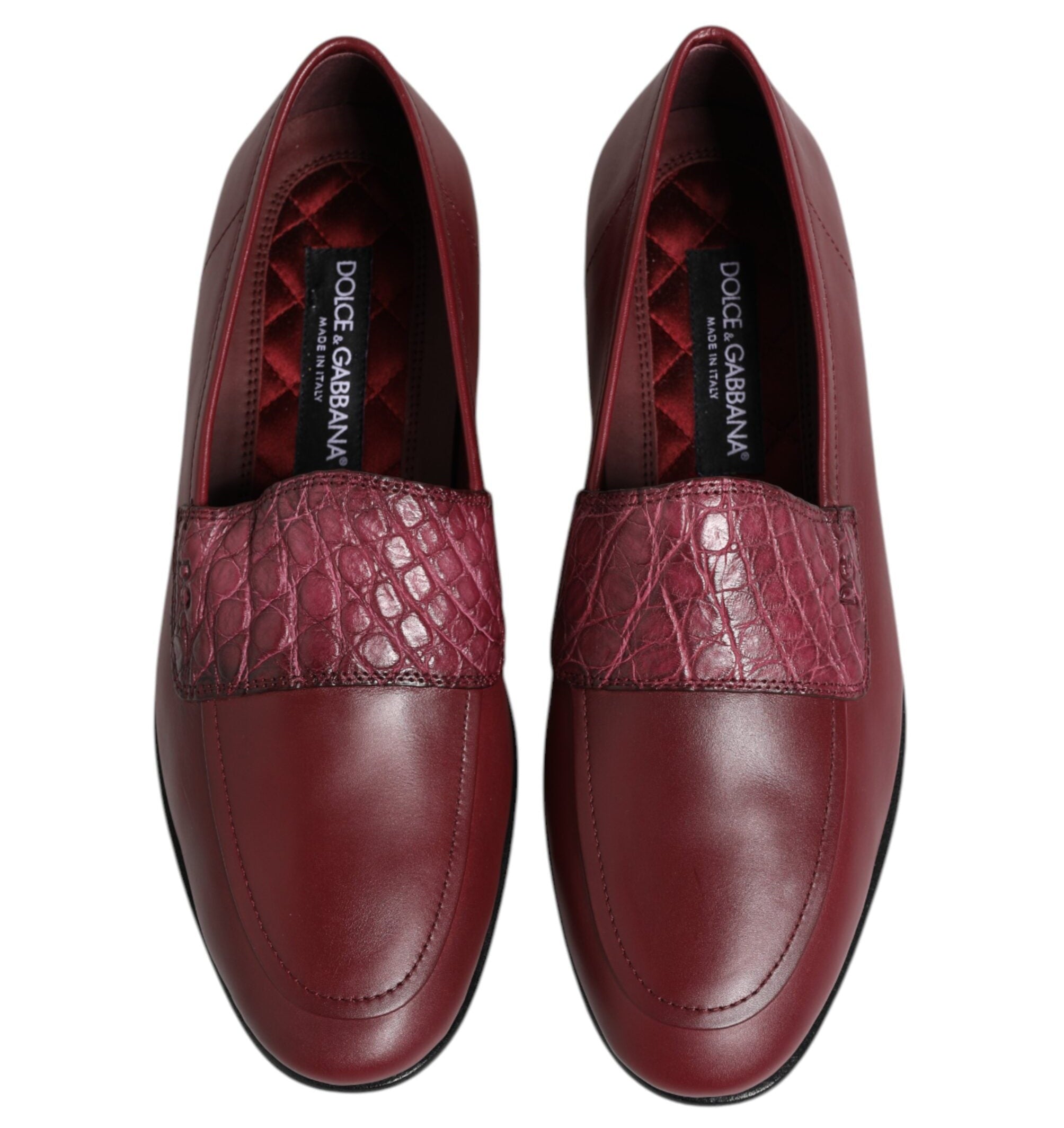 Dolce & Gabbana Burgundy Formal Slip On Shoes