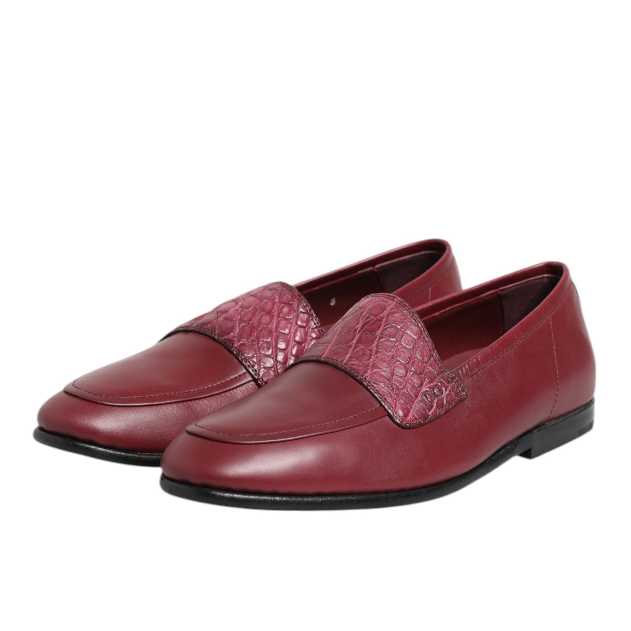 Dolce & Gabbana Burgundy Formal Slip On Shoes