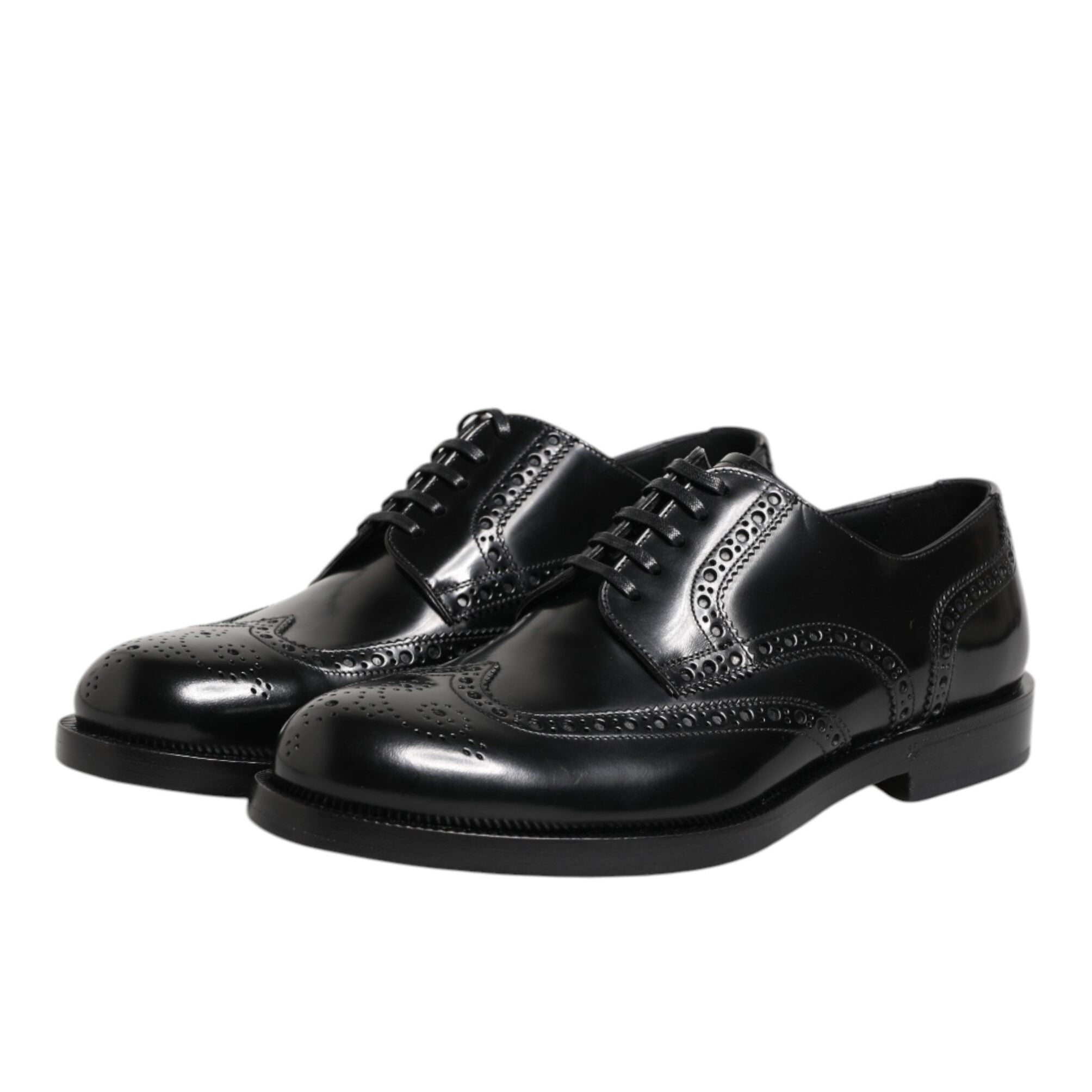 Dolce & Gabbana Black Derby Wingtip Formal Shoes