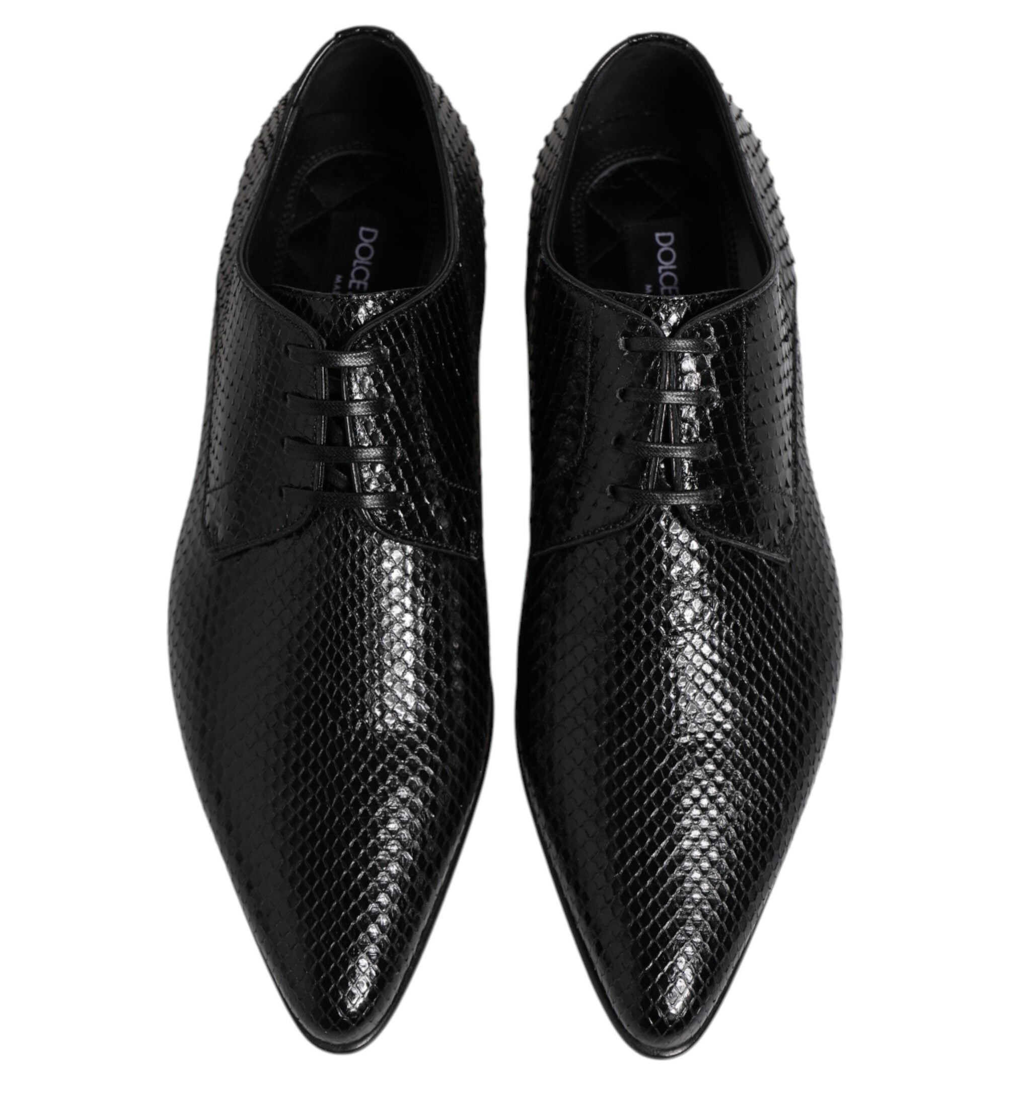 Dolce & Gabbana Black Exotic Leather Lace Up Derby Shoes
