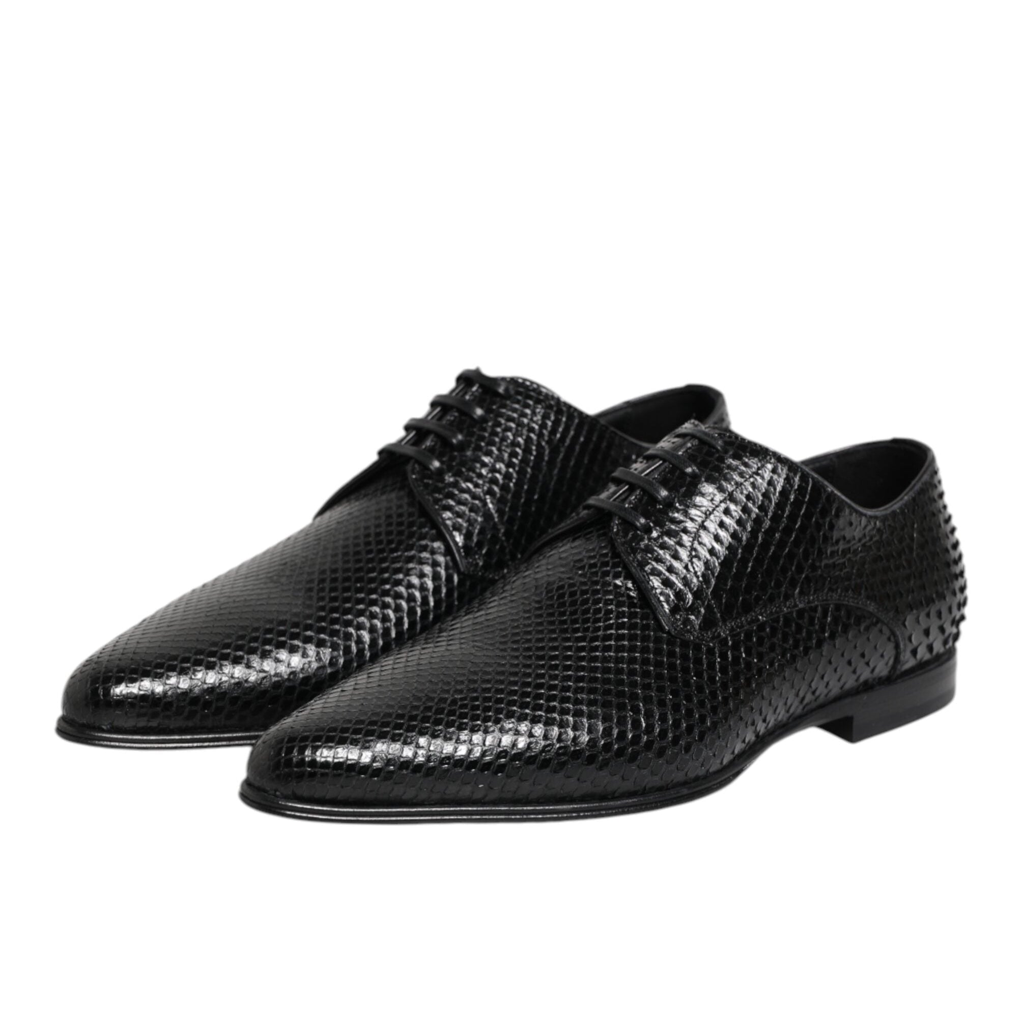 Dolce & Gabbana Black Exotic Leather Lace Up Derby Shoes