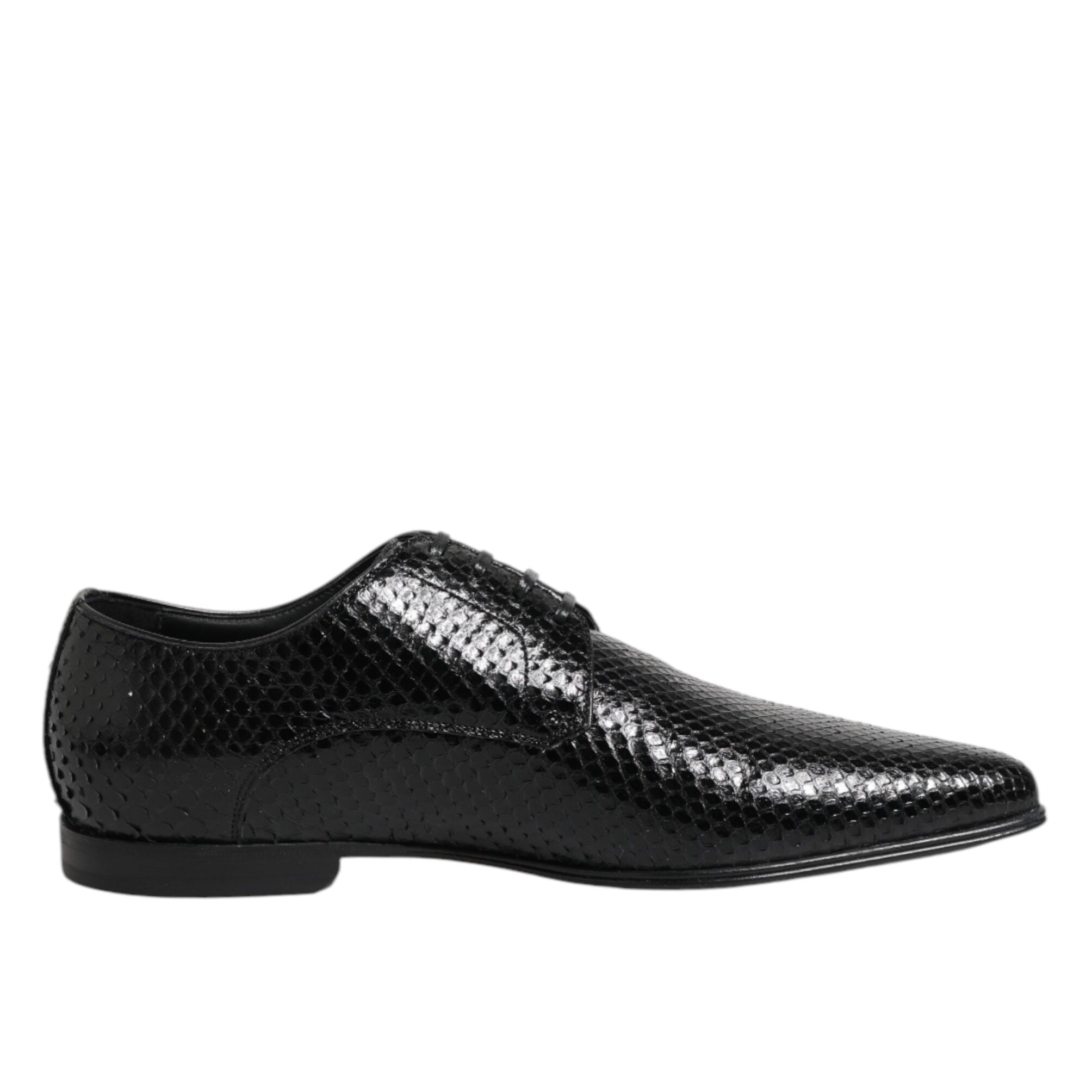 Dolce & Gabbana Black Exotic Leather Lace Up Derby Shoes