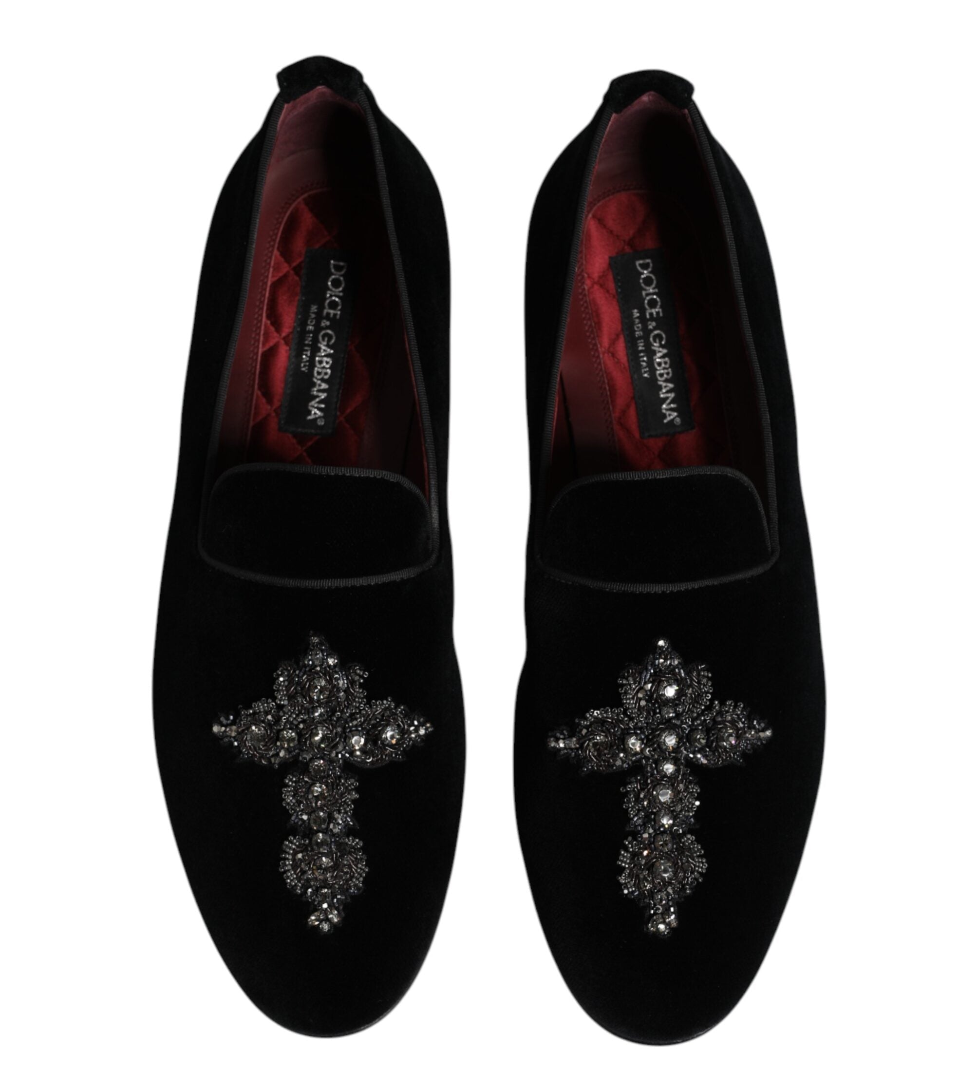 Dolce & Gabbana Black Suede Cross Slip On Loafers
