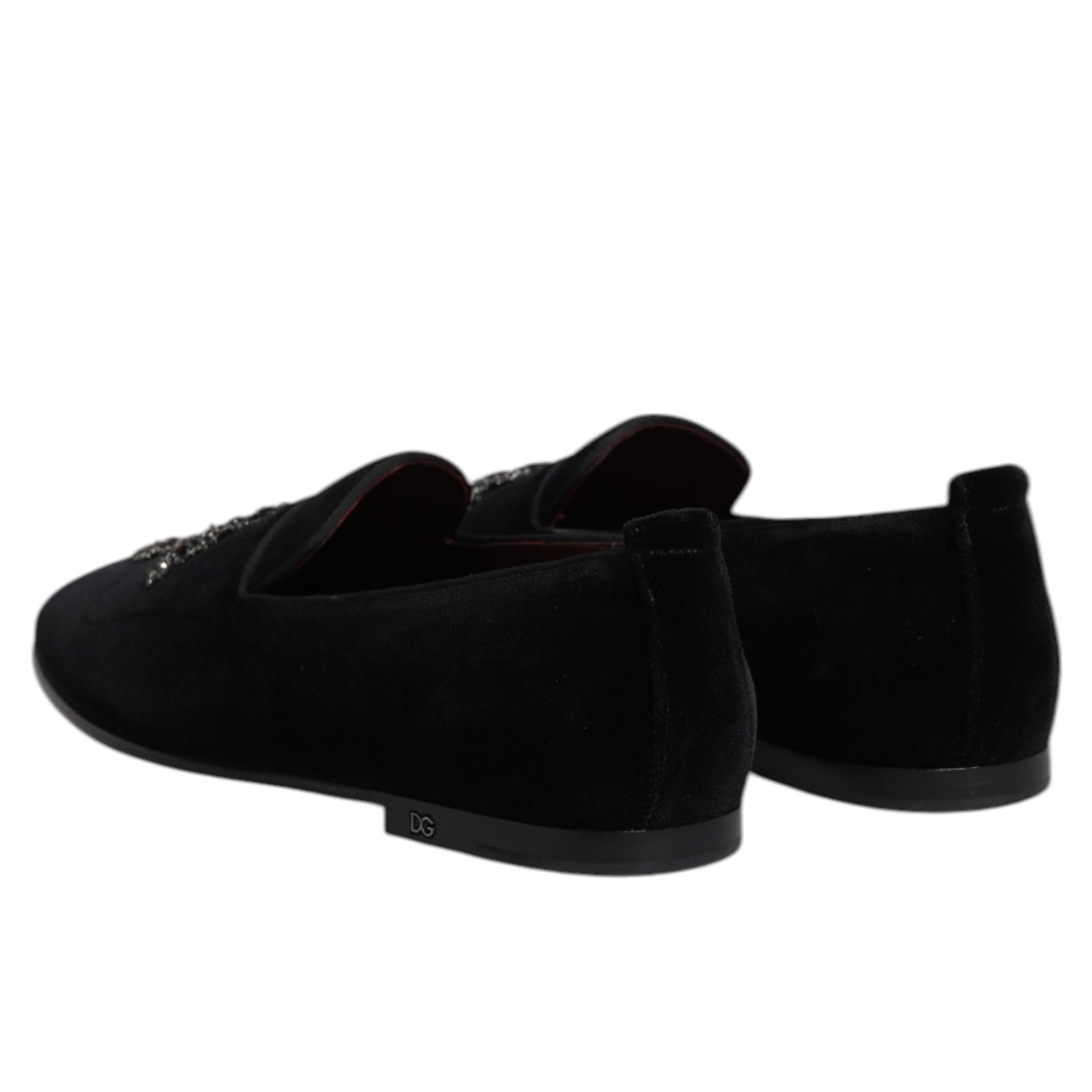 Dolce & Gabbana Black Suede Cross Slip On Loafers