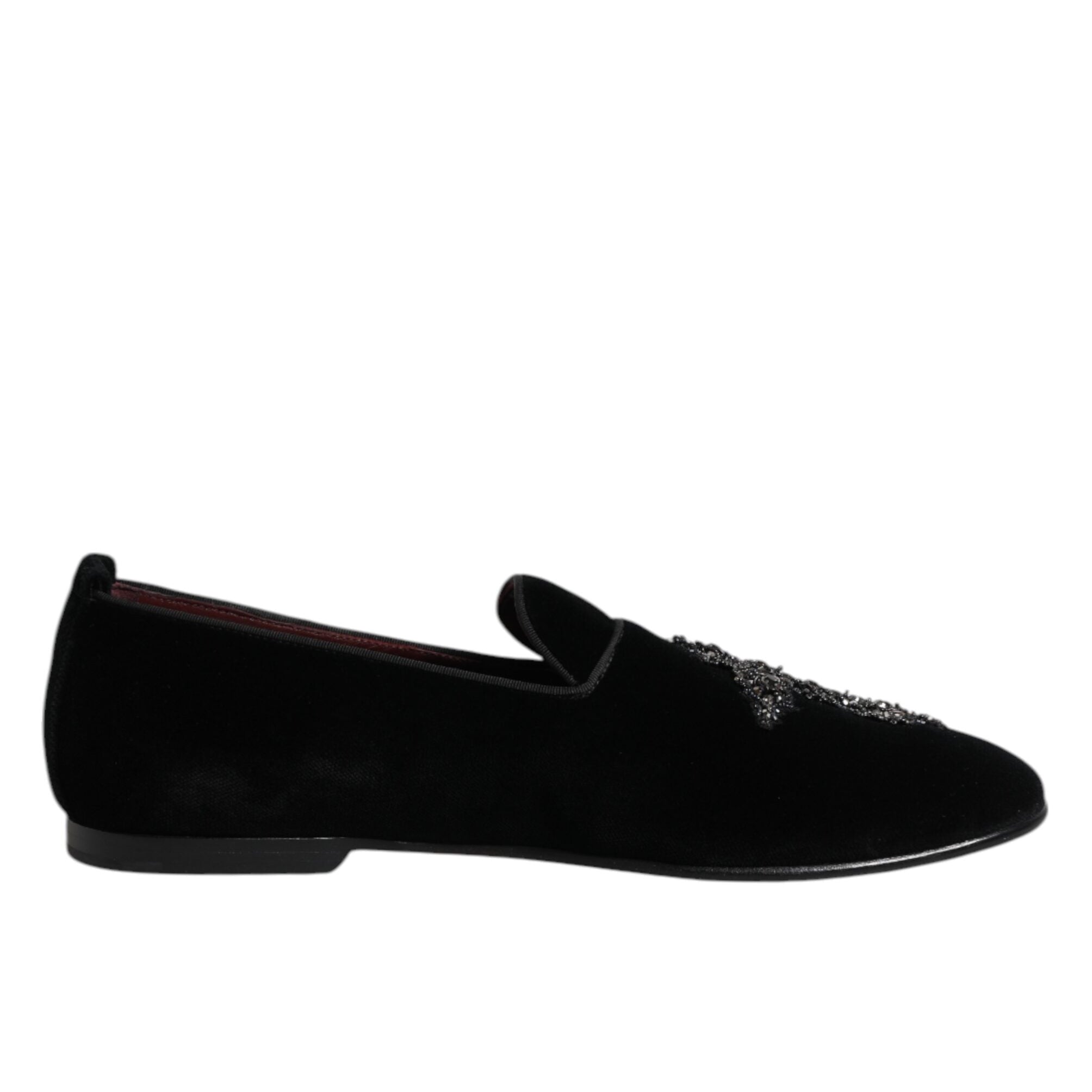 Dolce & Gabbana Black Suede Cross Slip On Loafers
