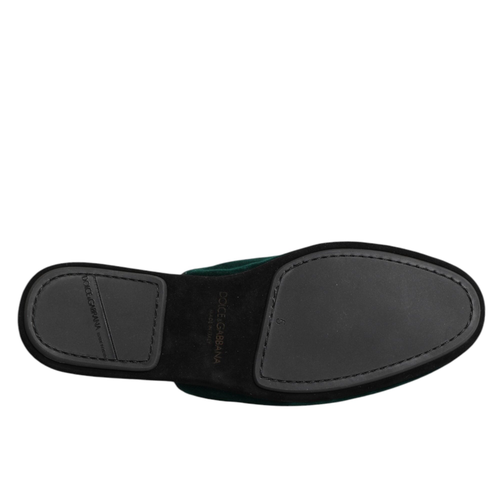 Dolce & Gabbana Green Velvet Cross Slippers