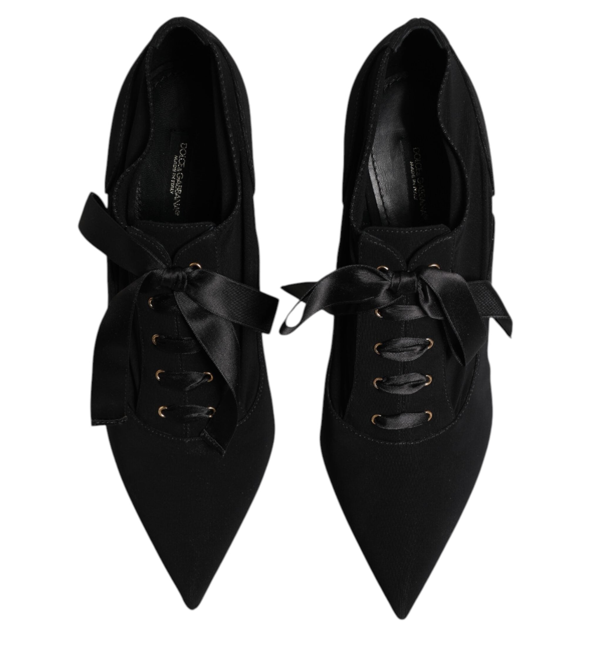 Dolce & Gabbana Black Lace Up Stiletto Booties