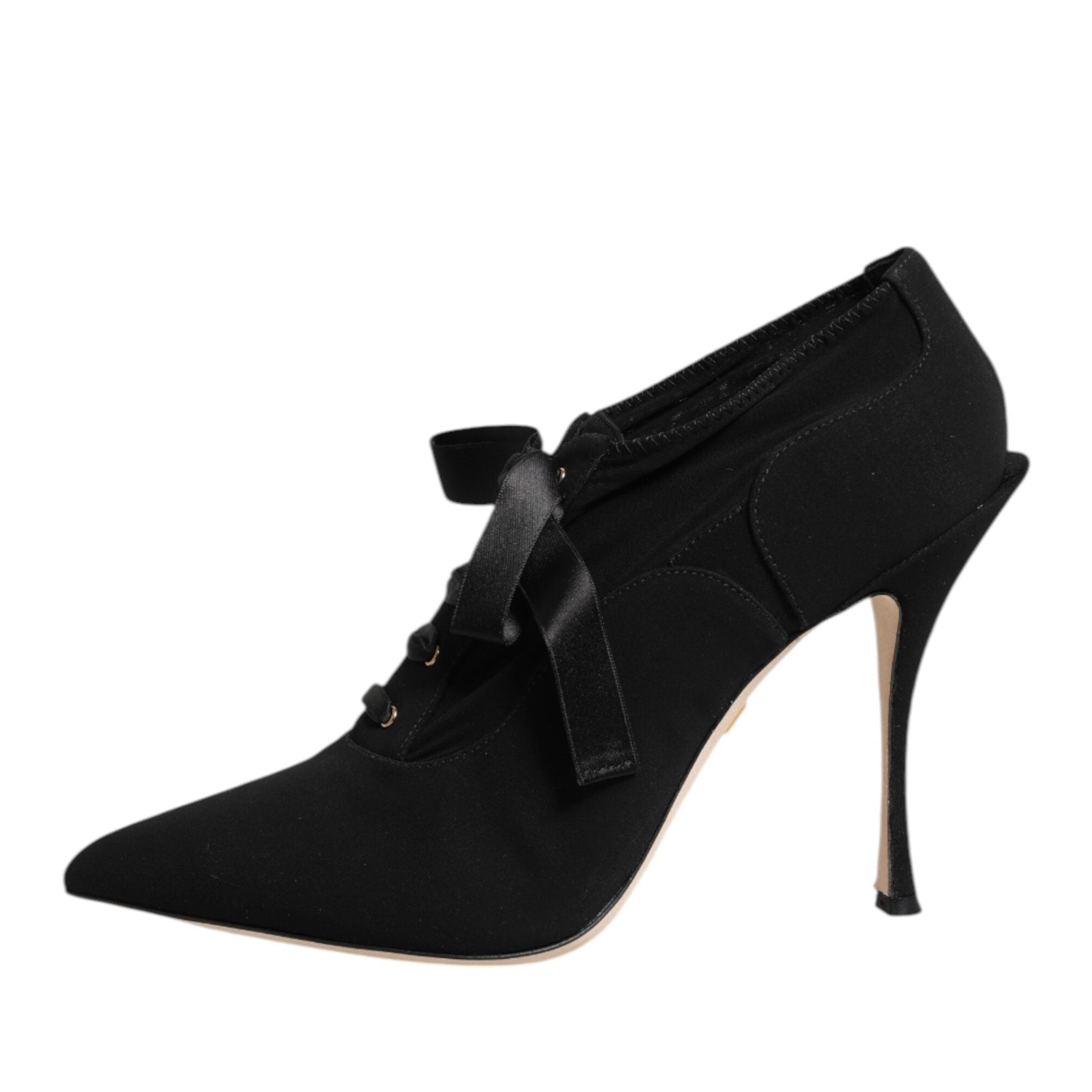 Dolce & Gabbana Black Lace Up Stiletto Booties