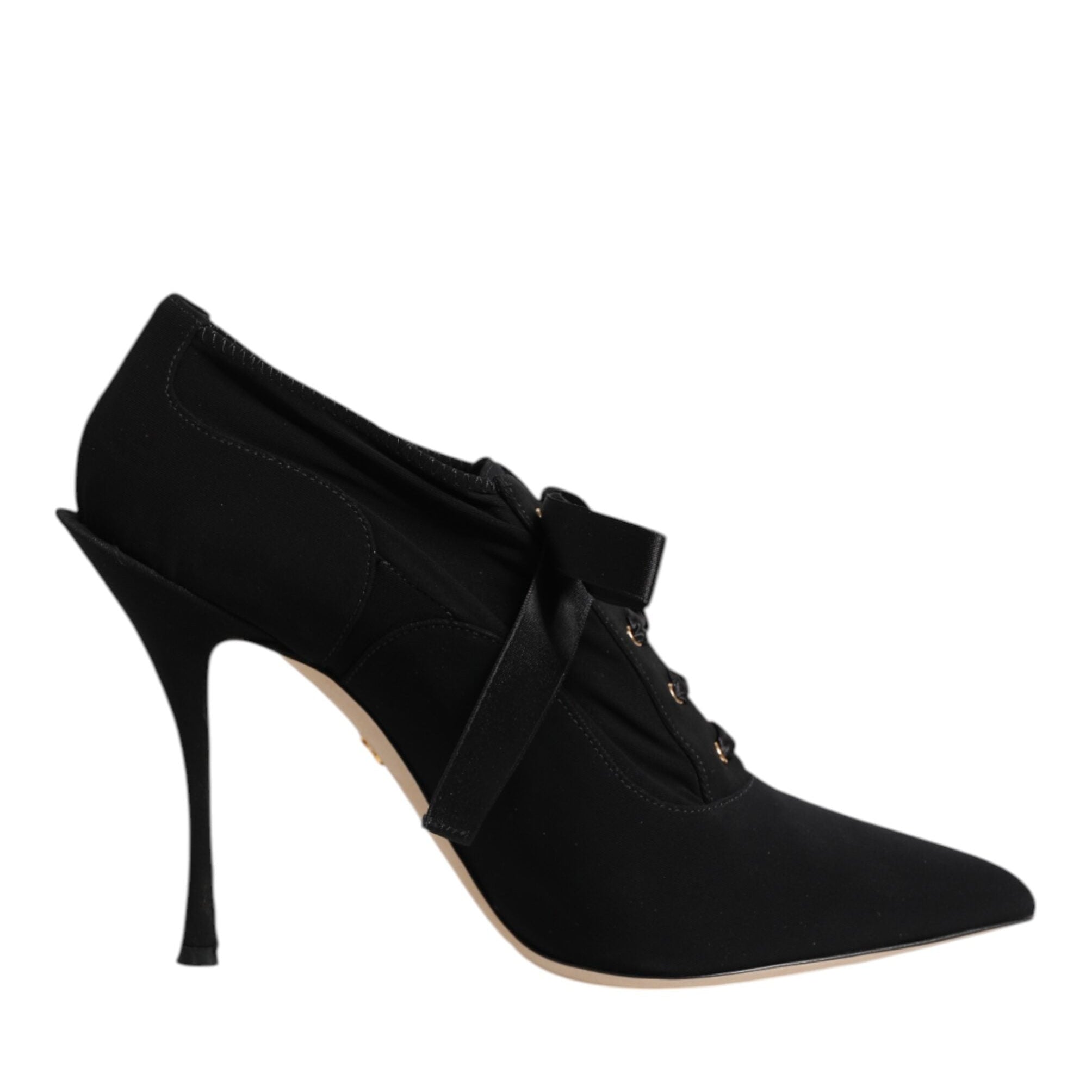 Dolce & Gabbana Black Lace Up Stiletto Booties