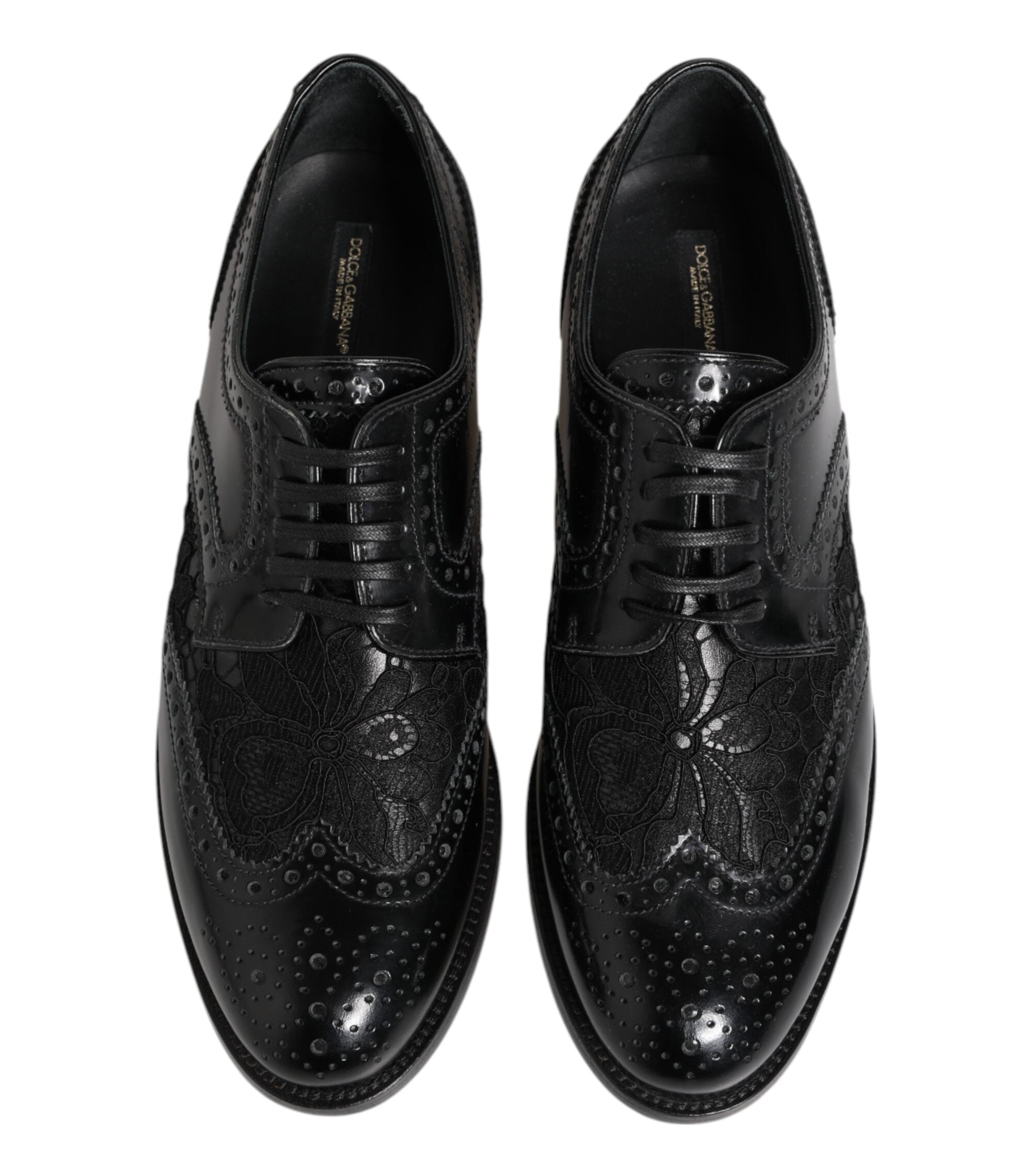 Dolce & Gabbana Black Floral Lace Formal Shoes