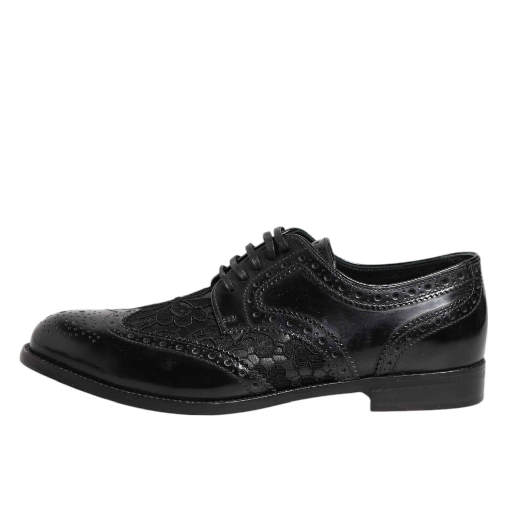 Dolce & Gabbana Black Floral Lace Formal Shoes