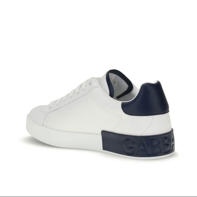Dolce & Gabbana White Portofino Men's Sneakers with Navy Detail
