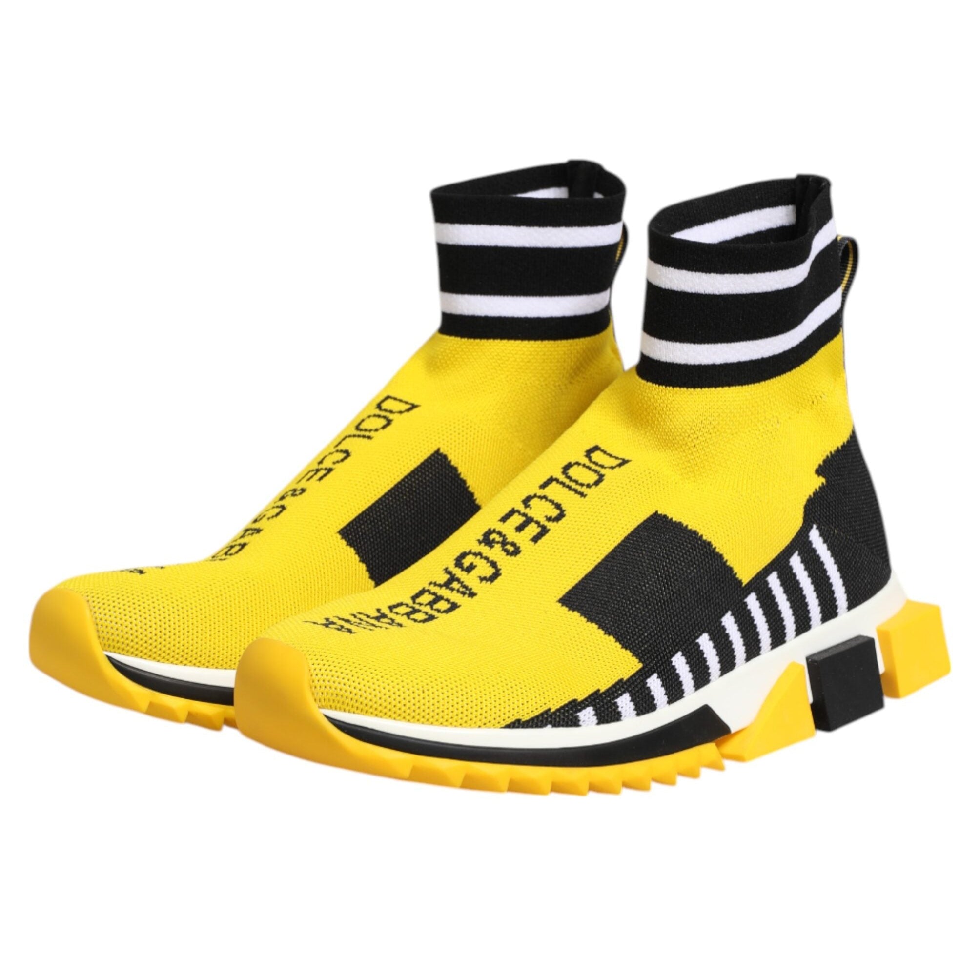 Dolce & Gabbana Yellow & Black Sorrento Socks Sneakers